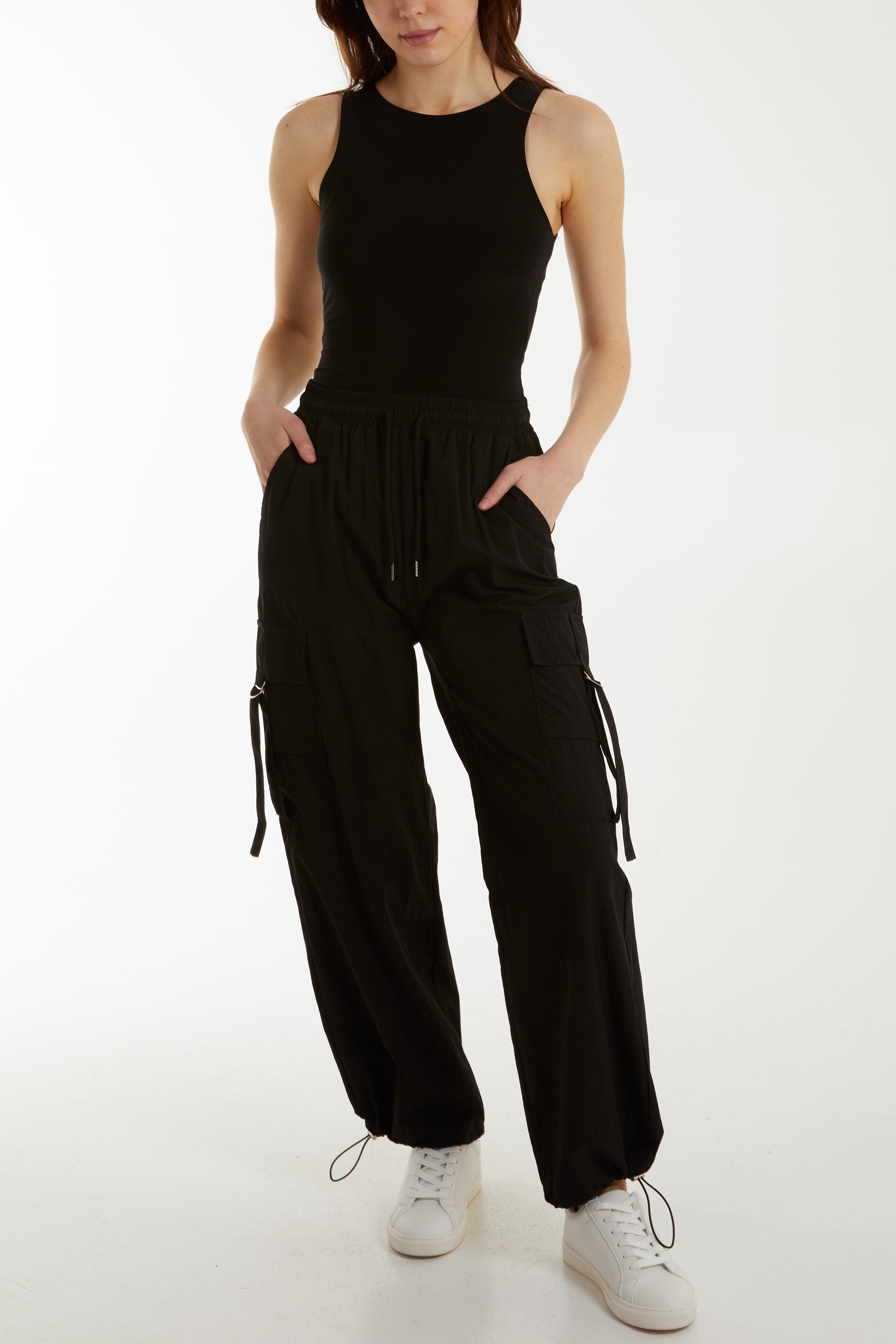 Drawstring Pocket Cuffed Cargo Trousers