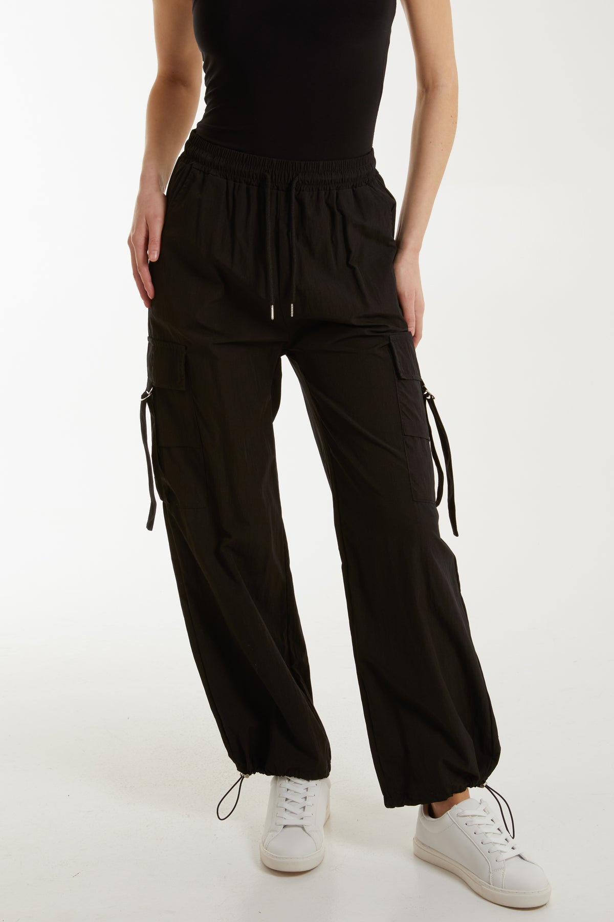 Drawstring Pocket Cuffed Cargo Trousers