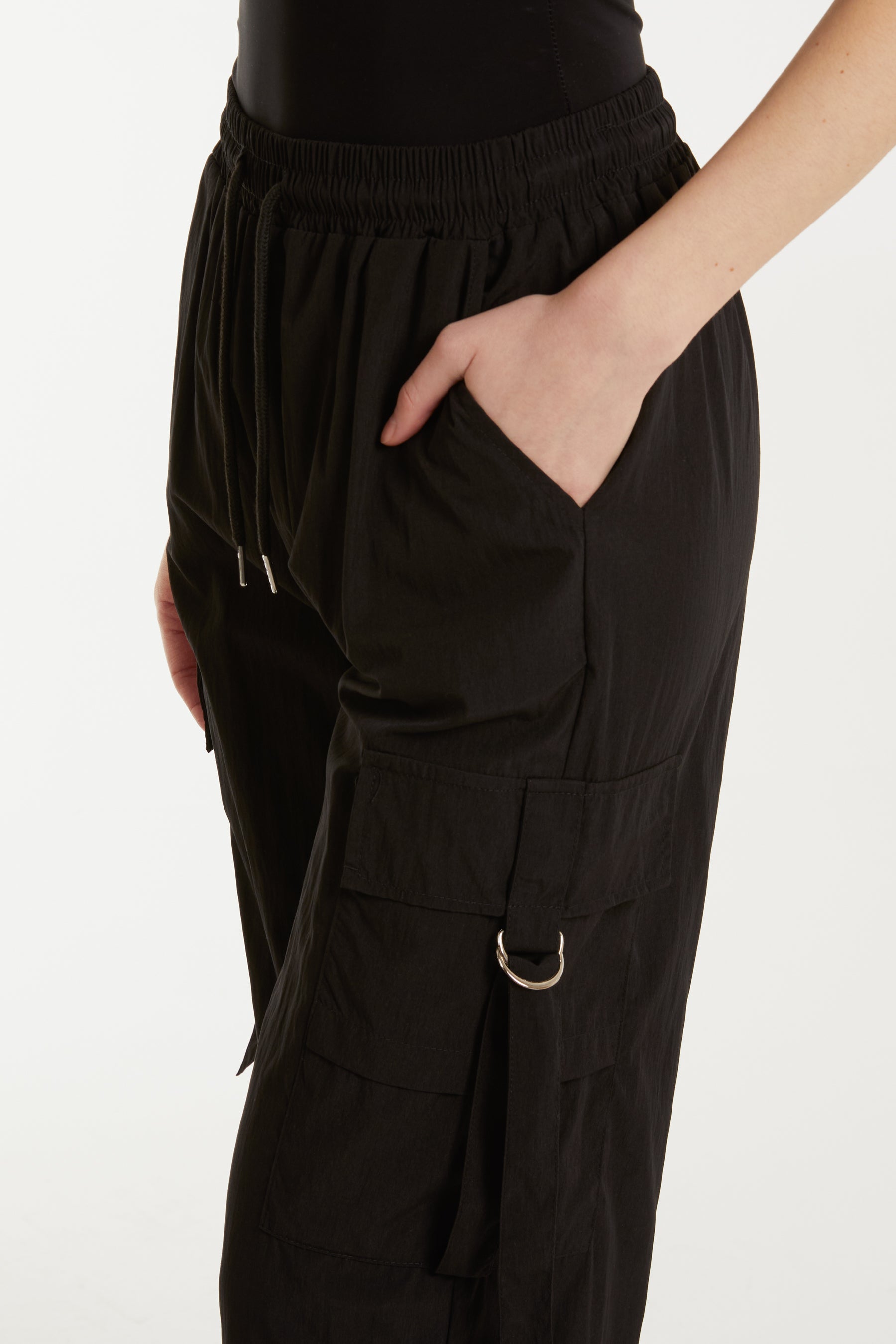 Drawstring Pocket Cuffed Cargo Trousers