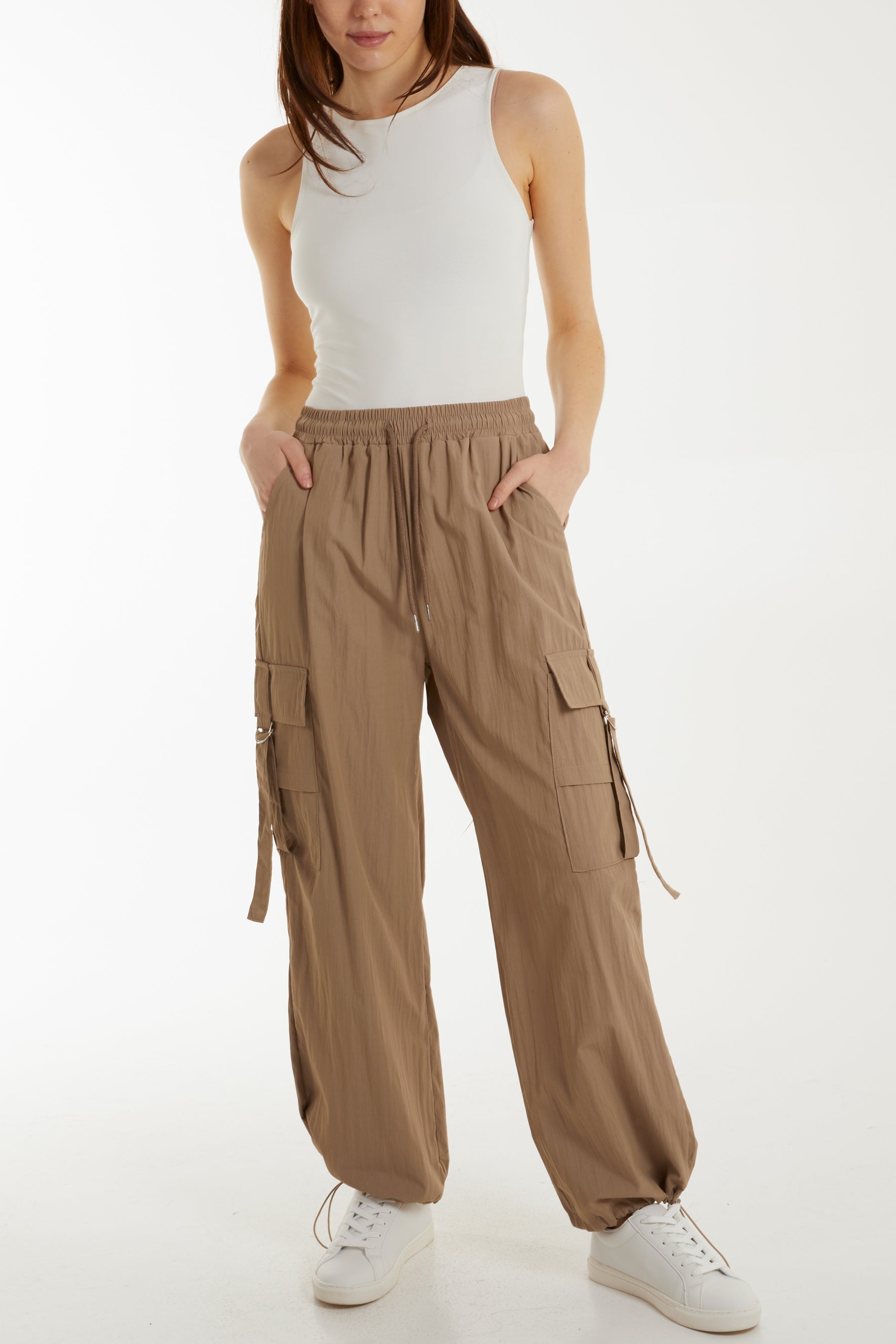 Drawstring Pocket Cuffed Cargo Trousers