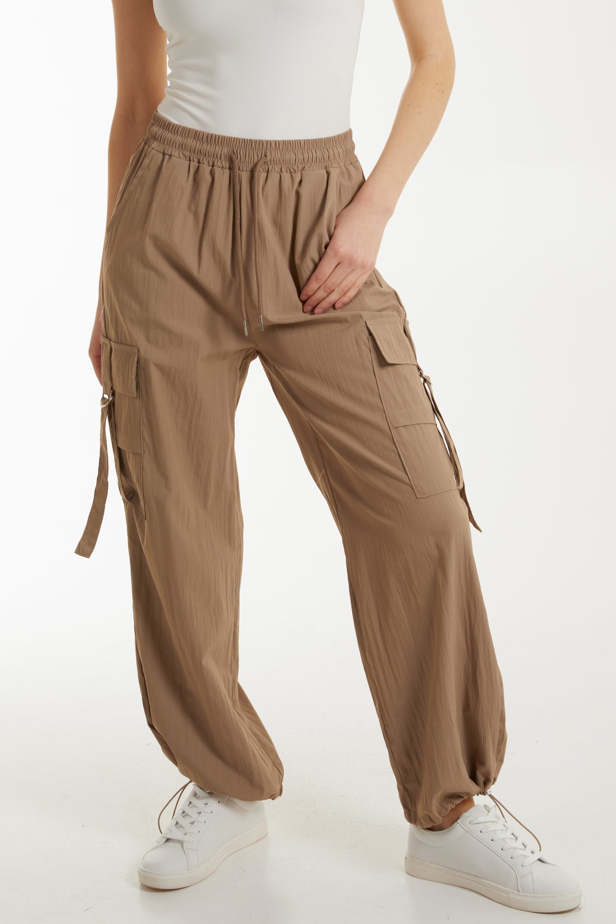 Drawstring Pocket Cuffed Cargo Trousers