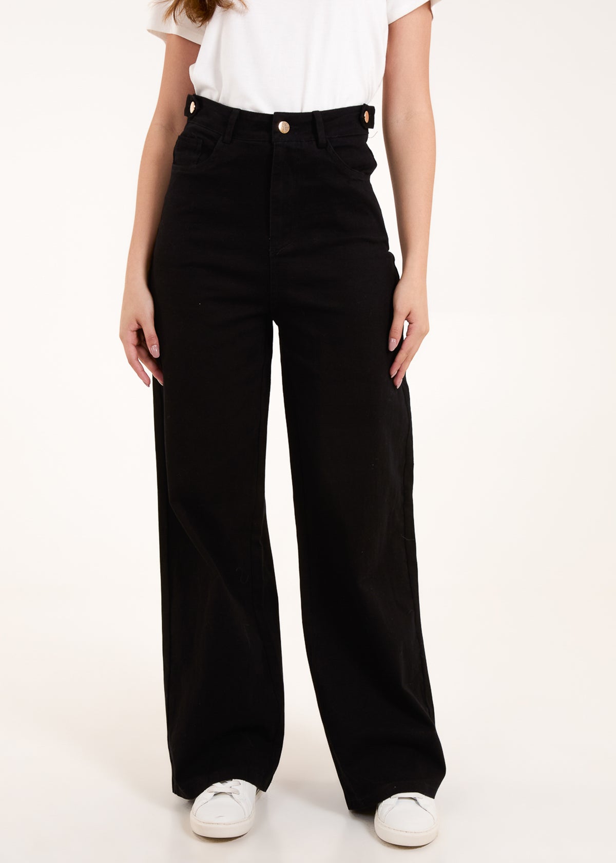 Plain Wide Leg Jean Trousers