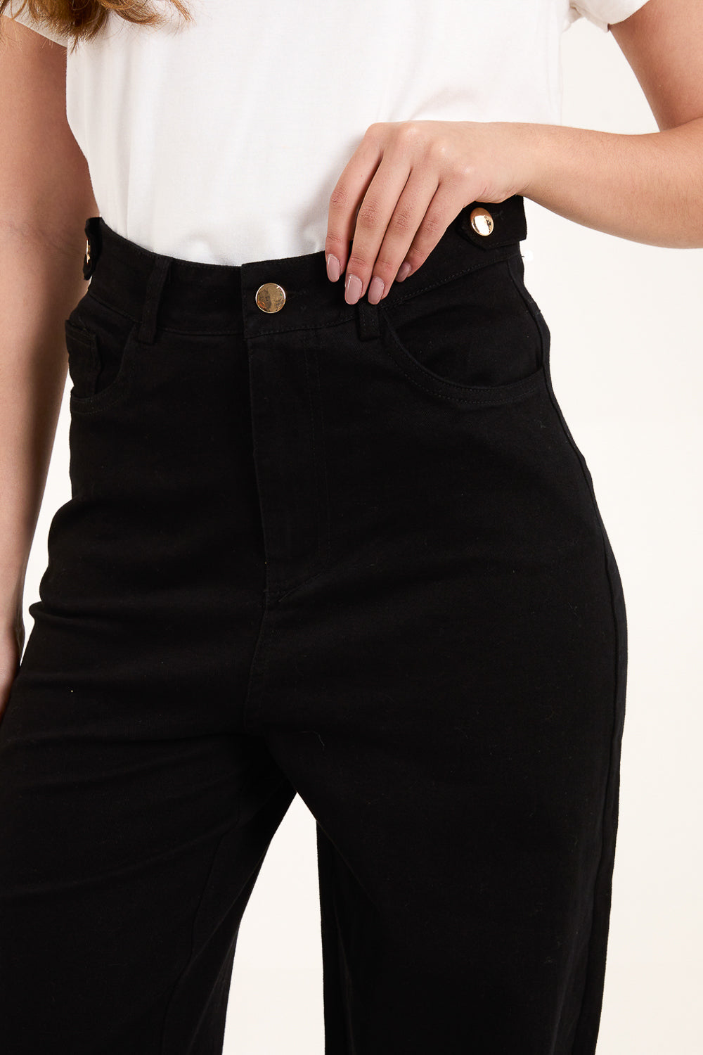 Plain Wide Leg Jean Trousers