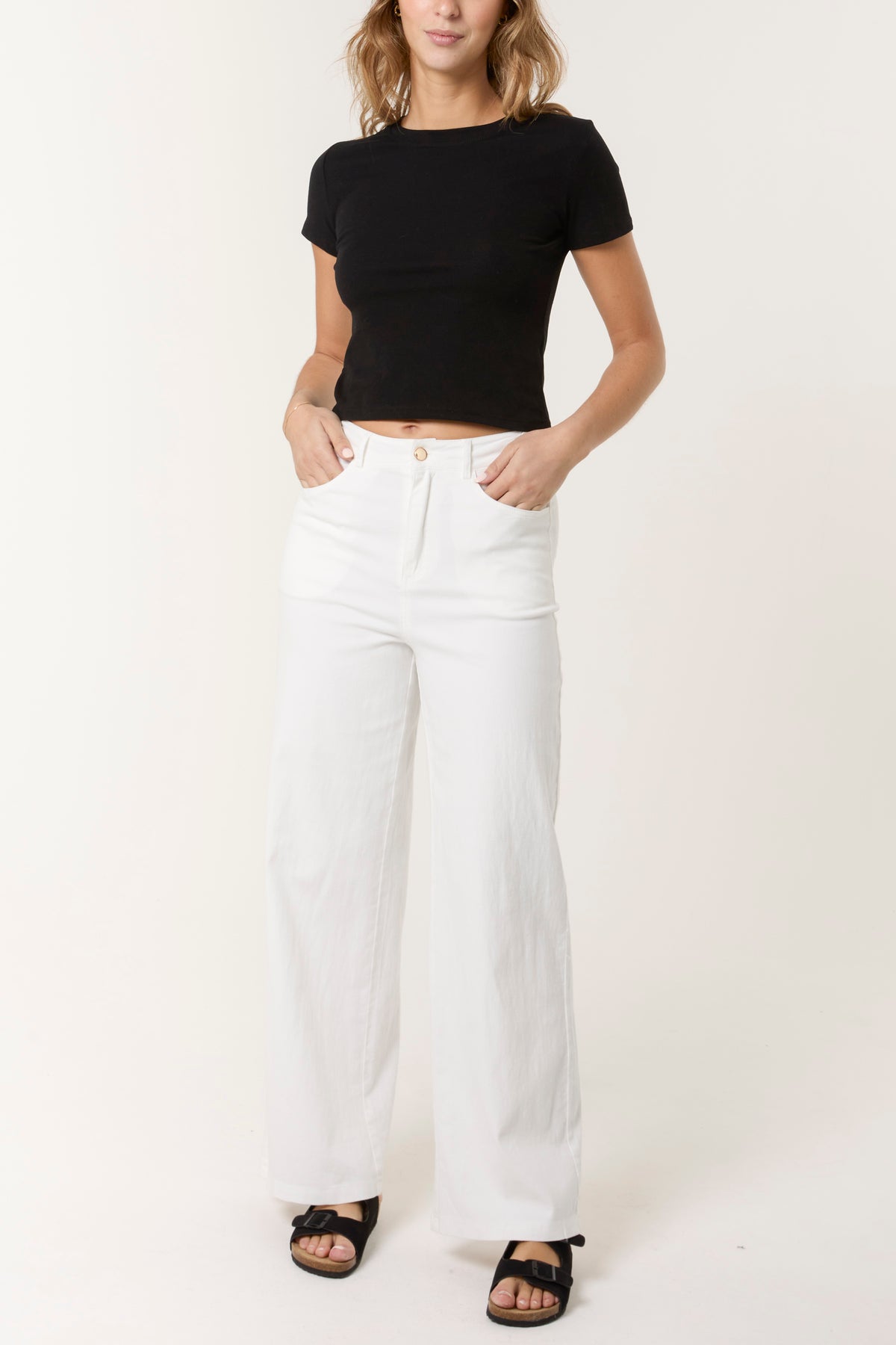 Plain Wide Leg Jean Trousers