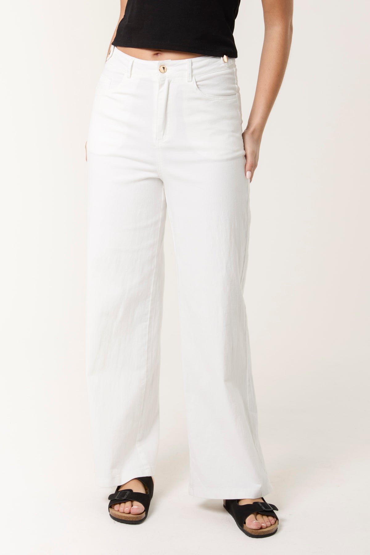 Plain Wide Leg Jean Trousers