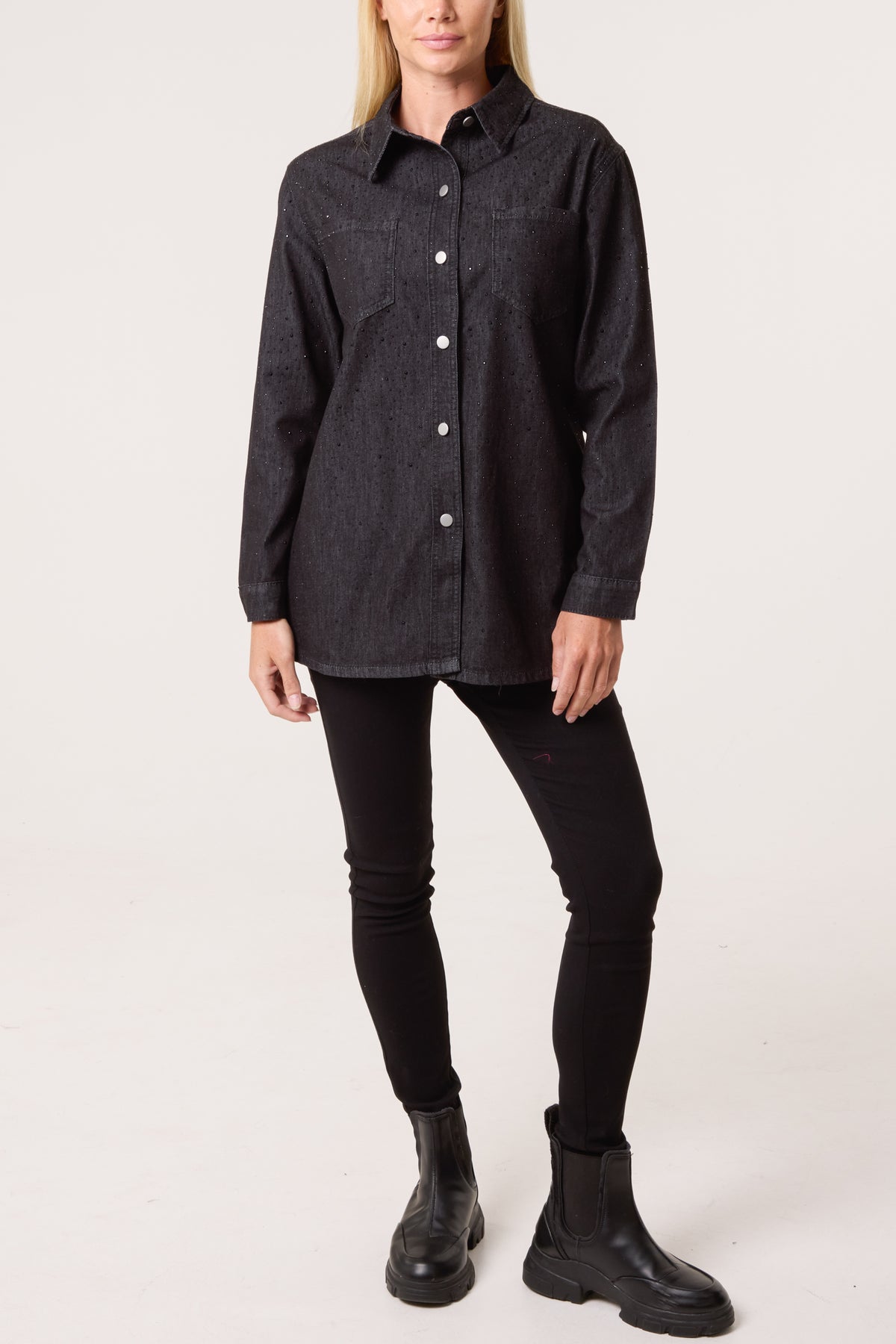 Diamante Embellished Denim Shirt