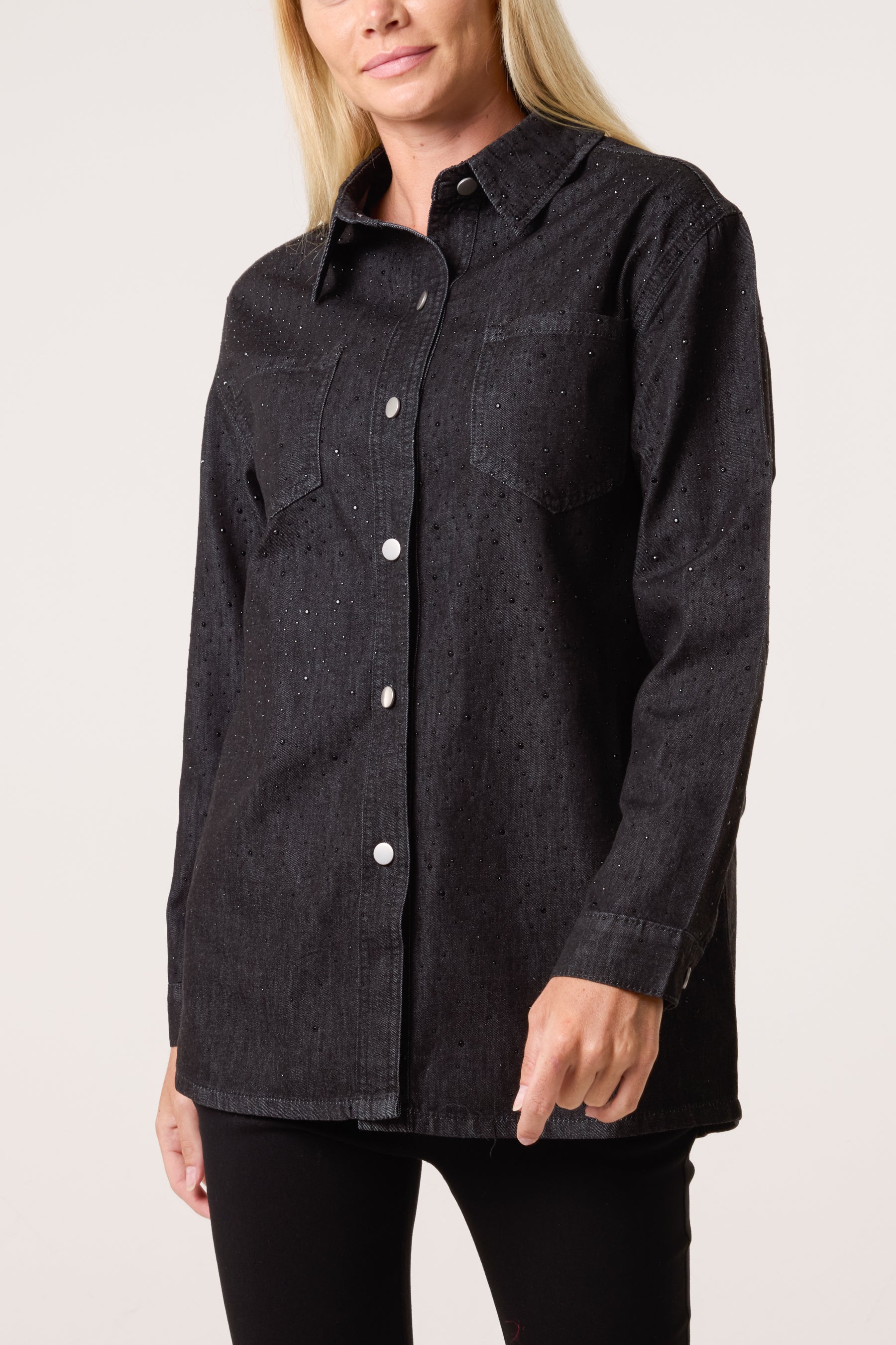 Diamante Embellished Denim Shirt