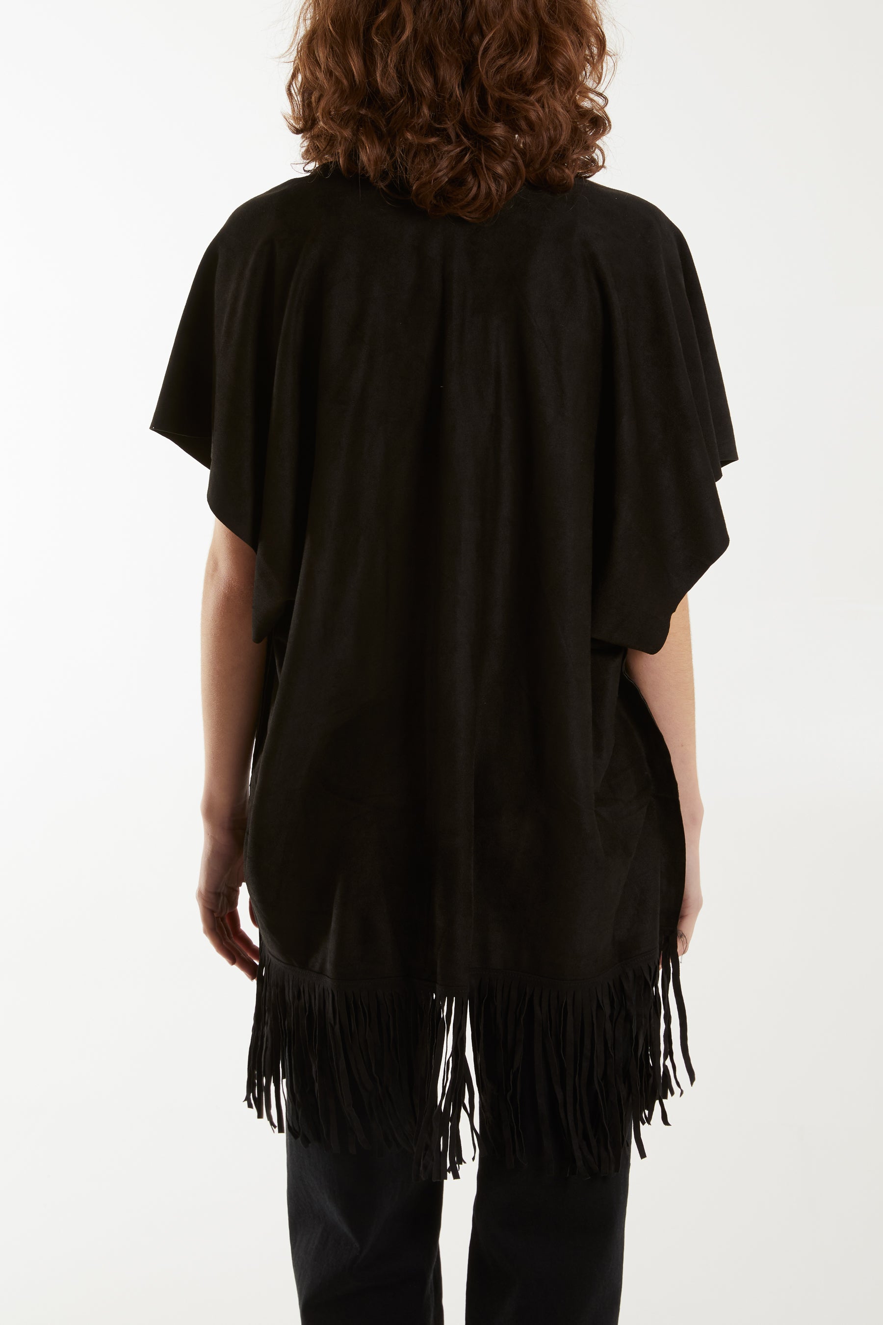 Fringe Poncho Lurex Hem & Scarf