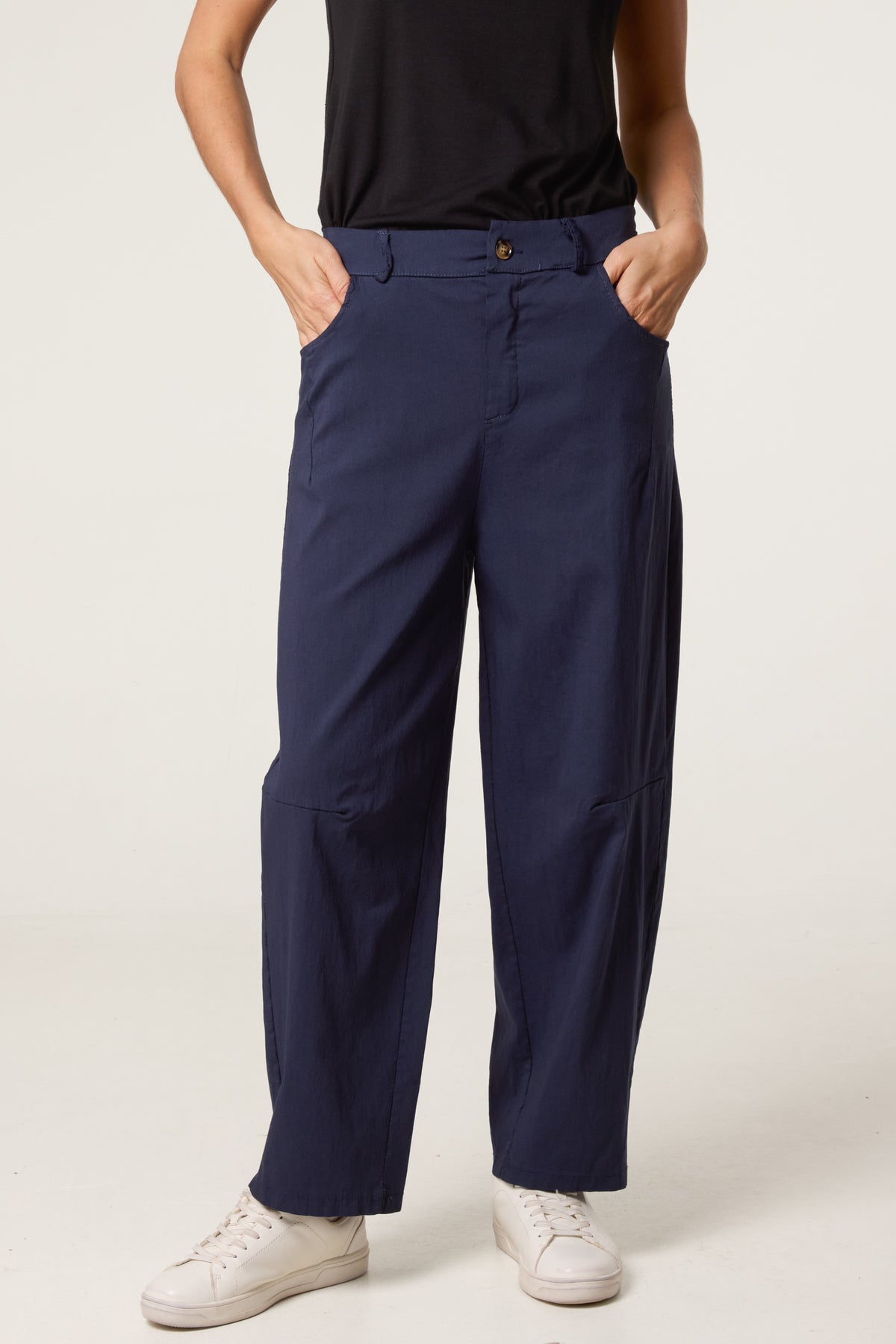 Barrel Leg Button Up Trousers