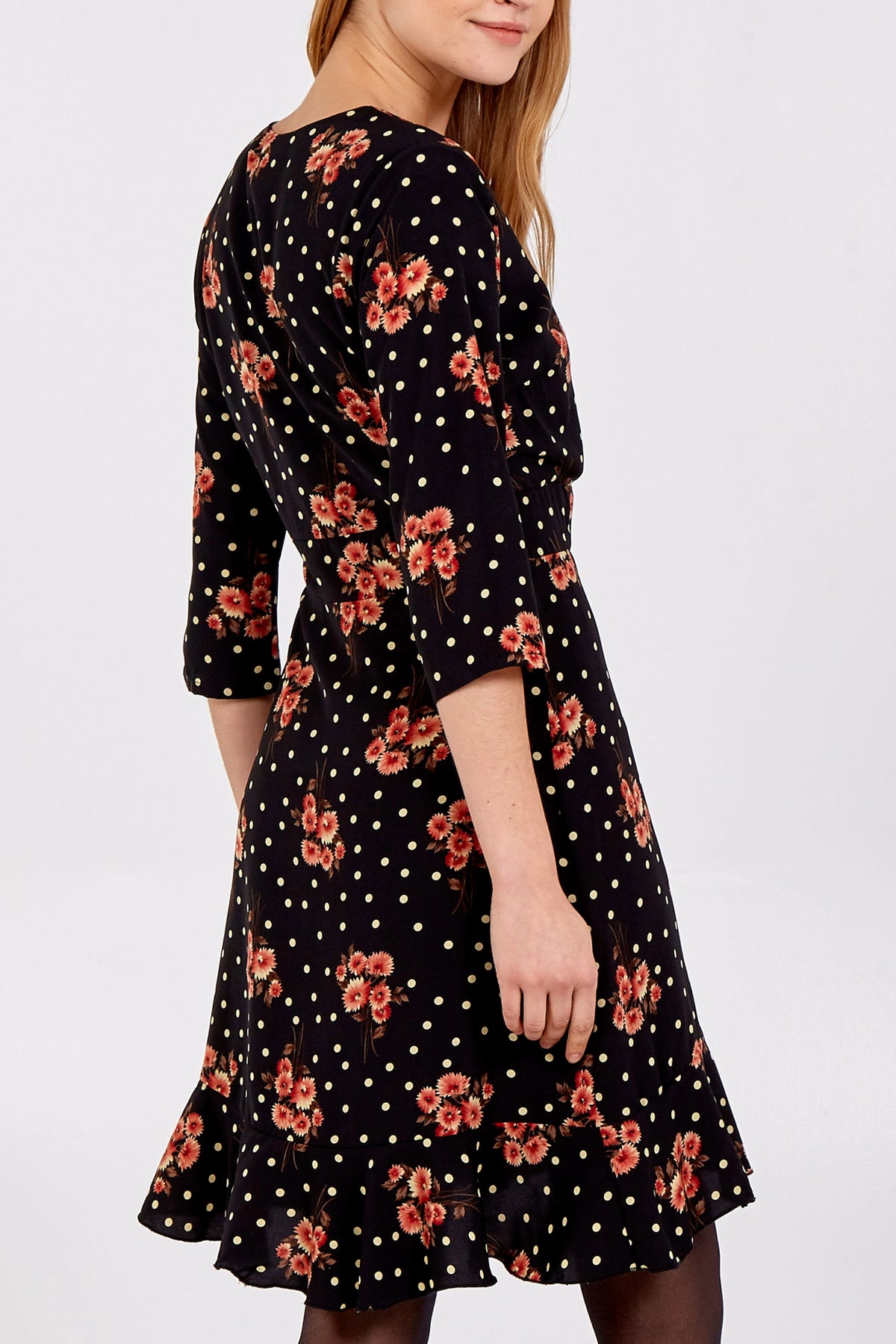 Polka Dot & Floral Ruffle Tea Mini Dress