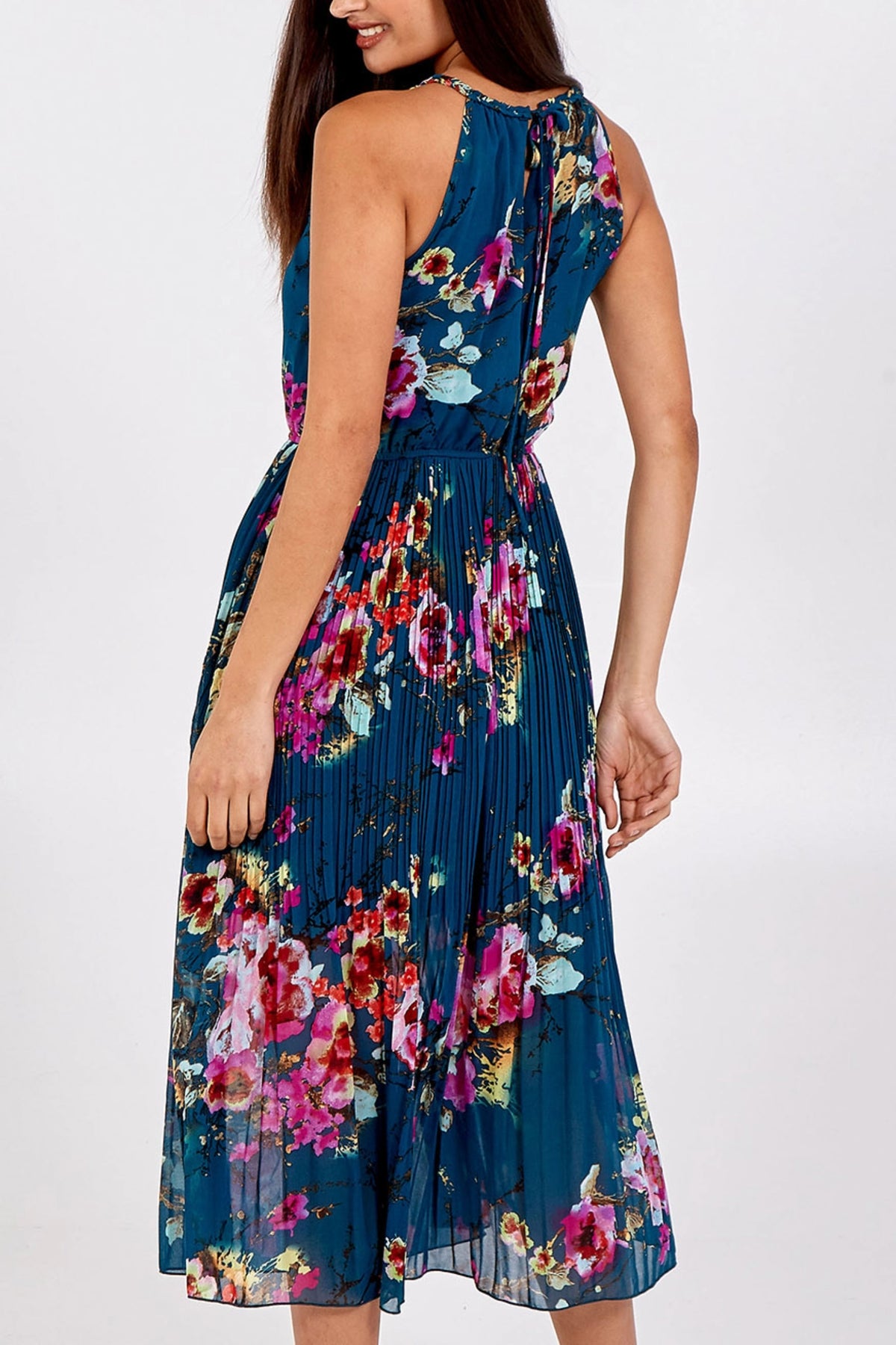 Floral Pleated Midi Dress