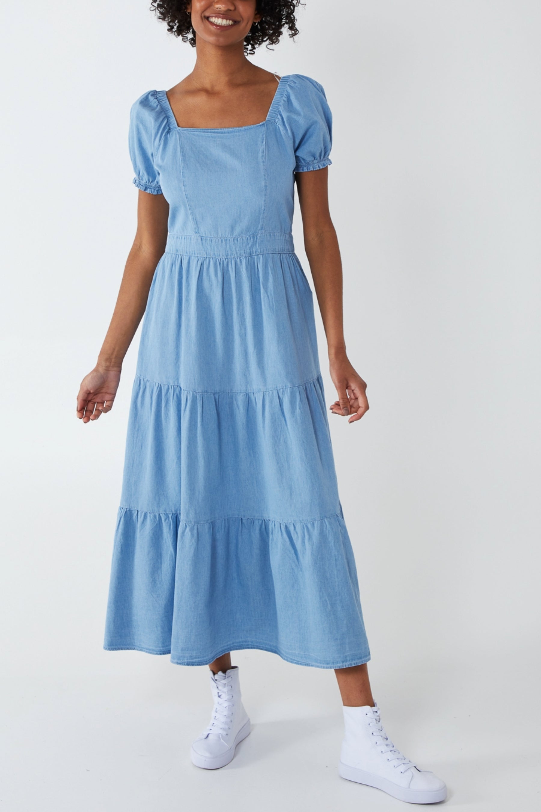 Tiered Square Neck Maxi Dress