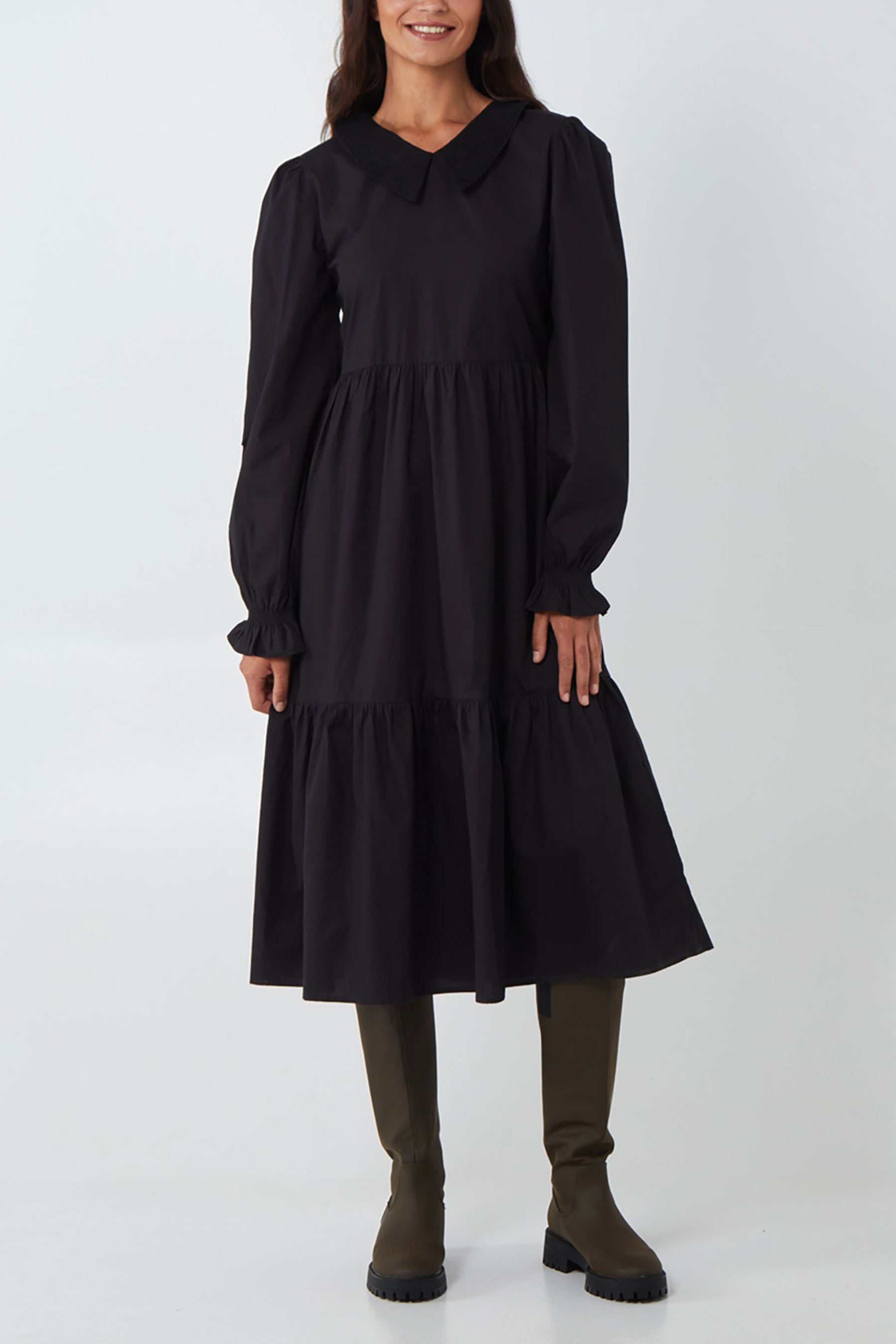 Crochet Collar Midi Dress