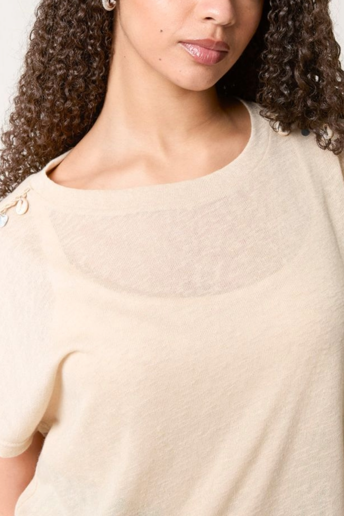 Shell Trim Oversized Top