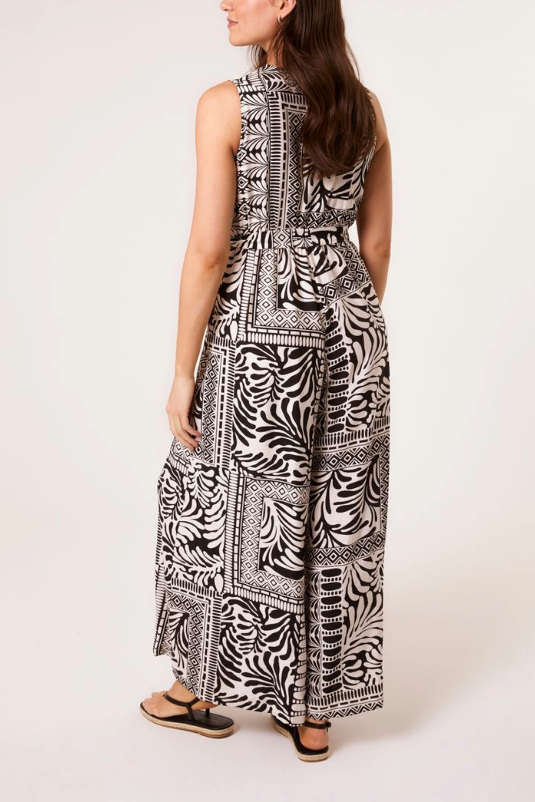 Mixed Print Wrap Front Jumpsuit
