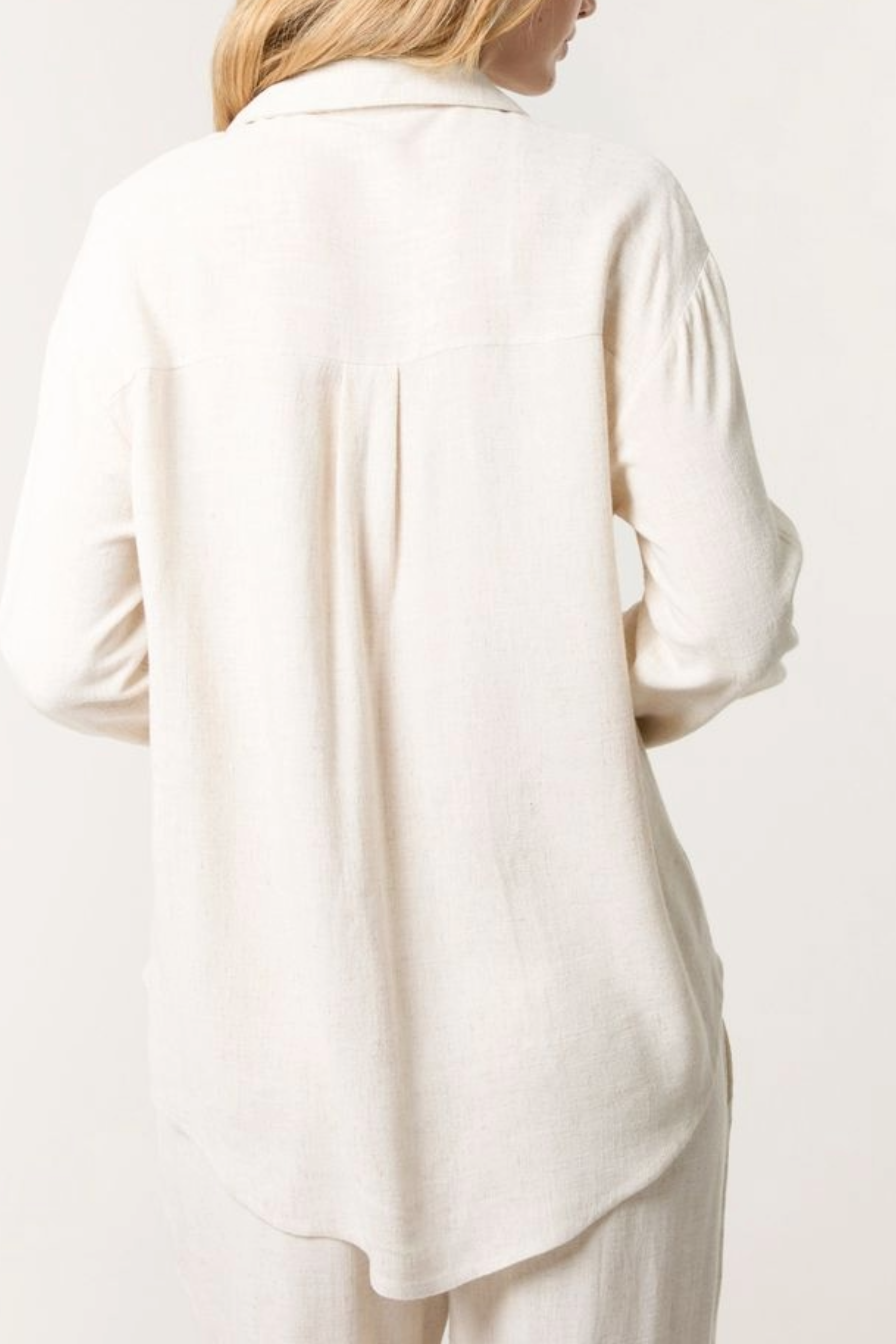 Linen Flower Embroidered Shirt