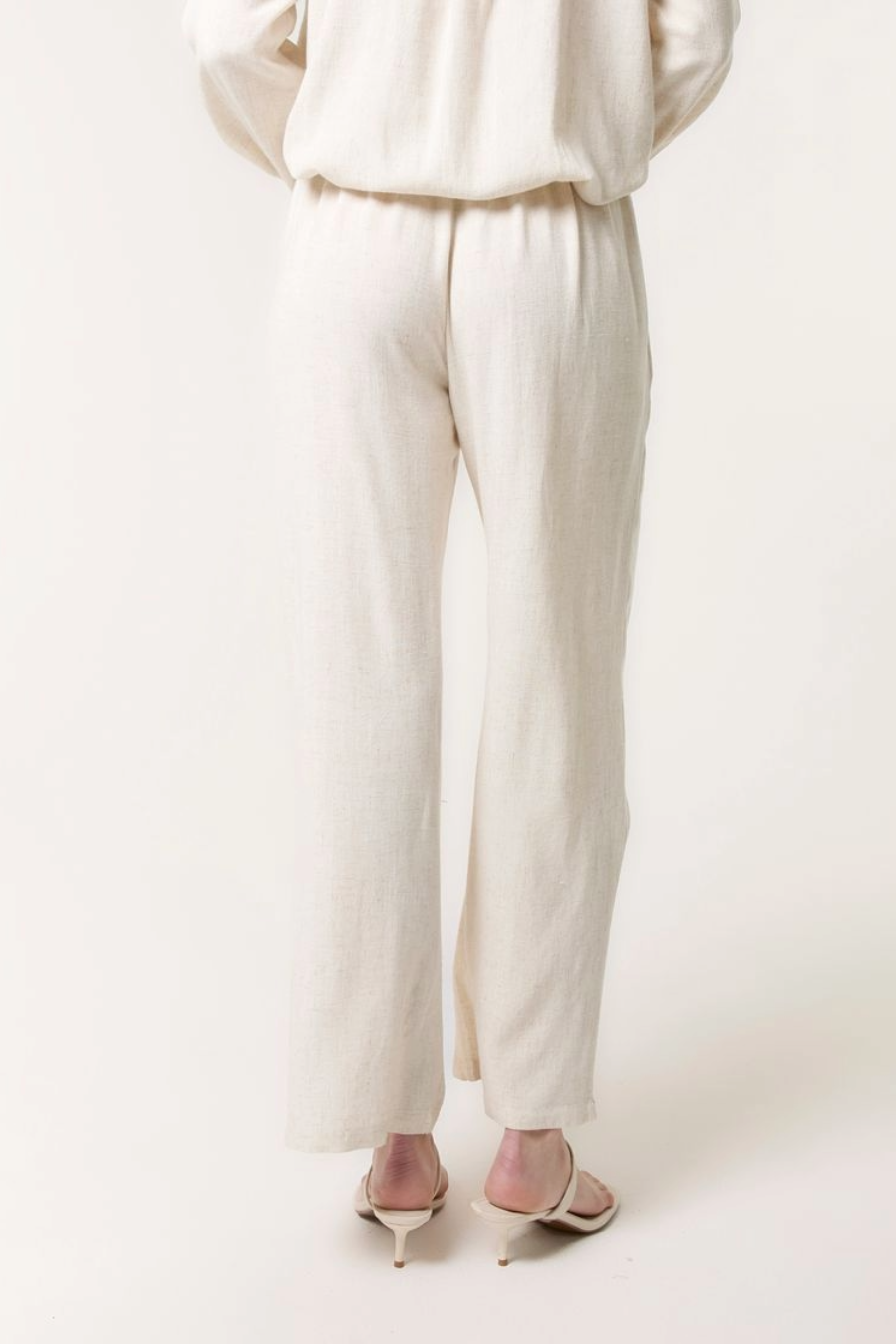 Linen Flower Embroidered Trousers