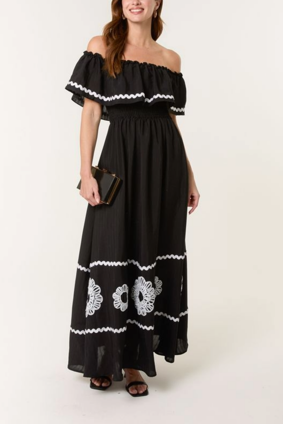 Bardot Ric Rac Floral Embroidery Dress