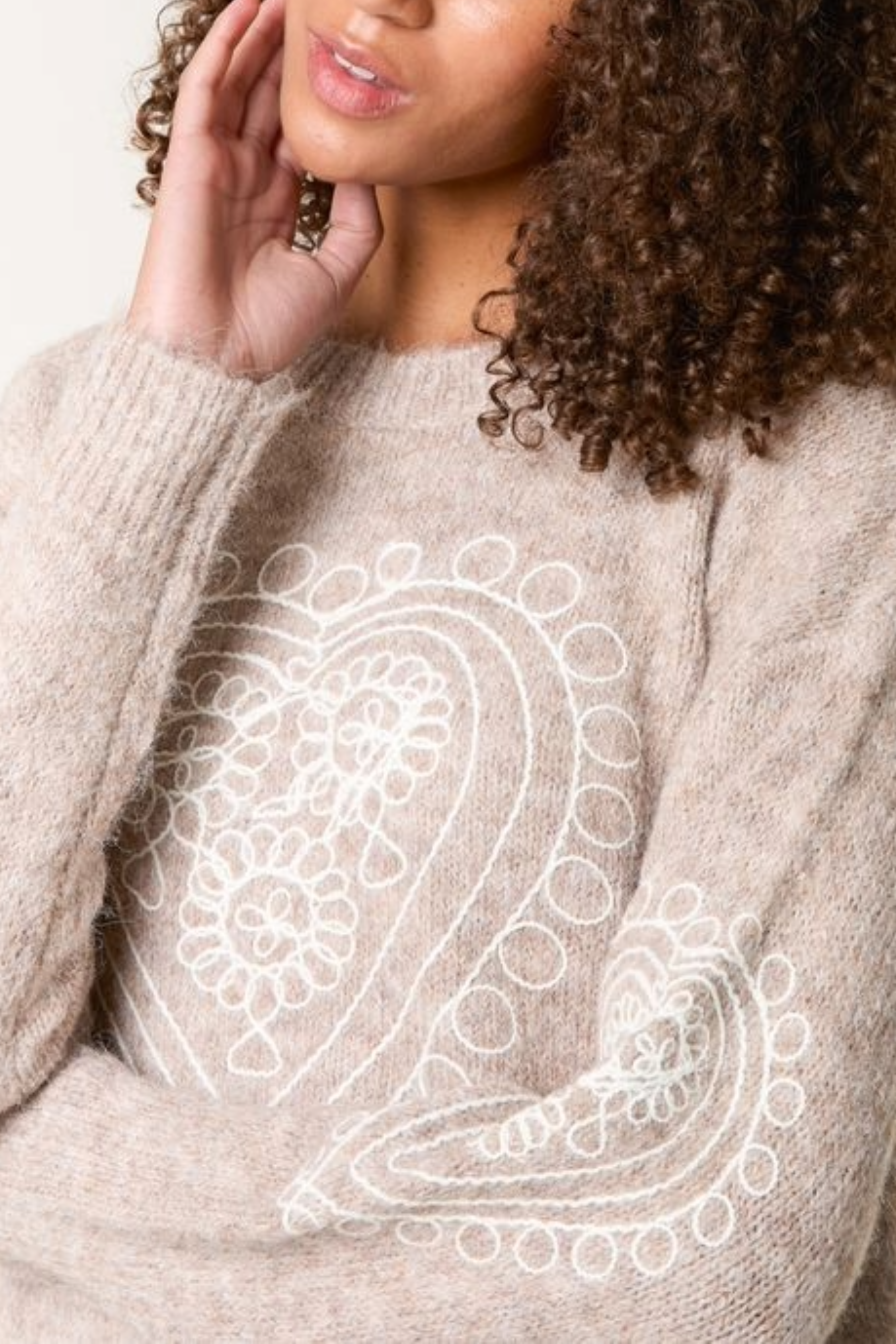 Heart Embroidered Knit Jumper