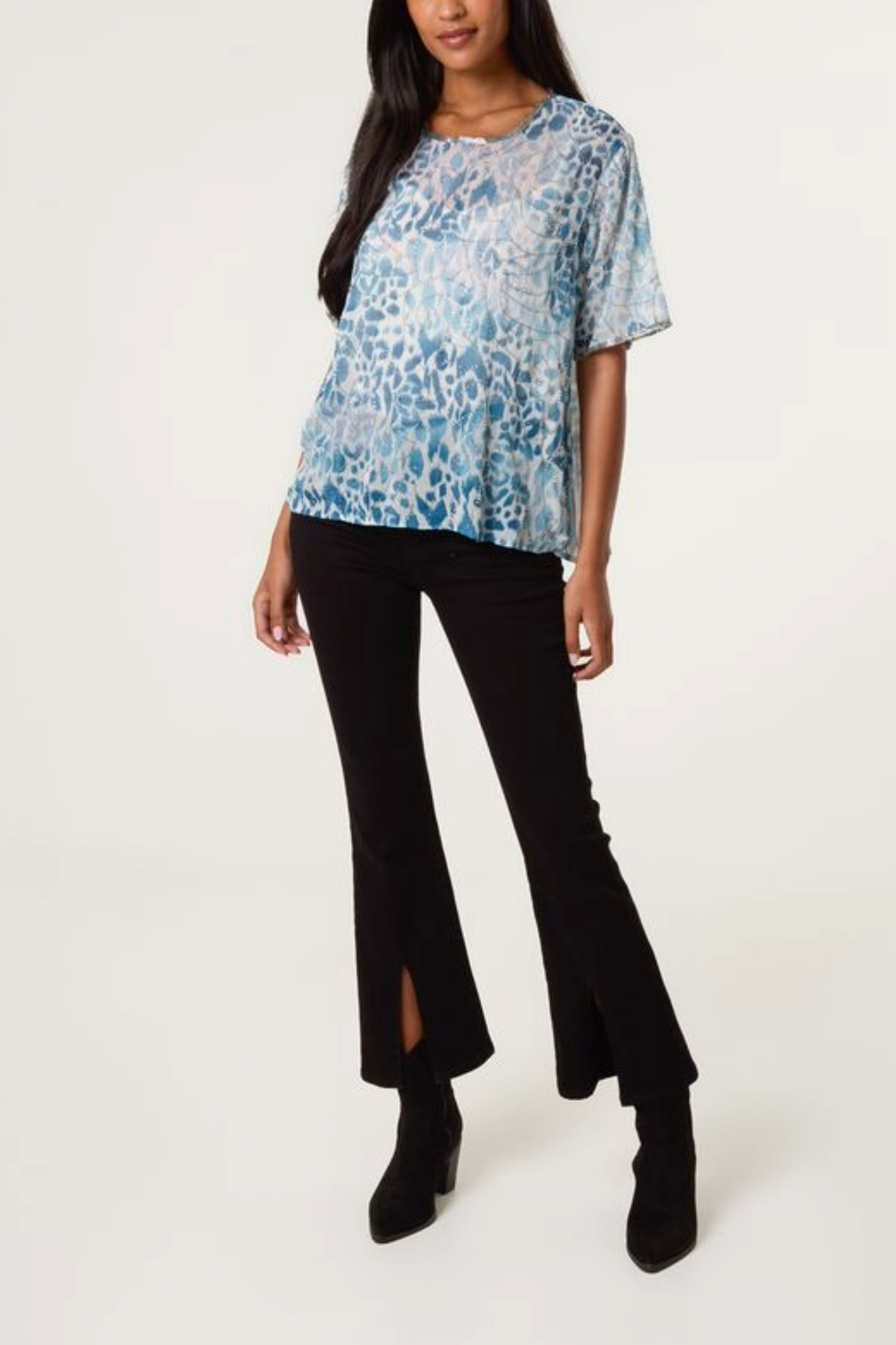 Embellished Animal Chiffon Top