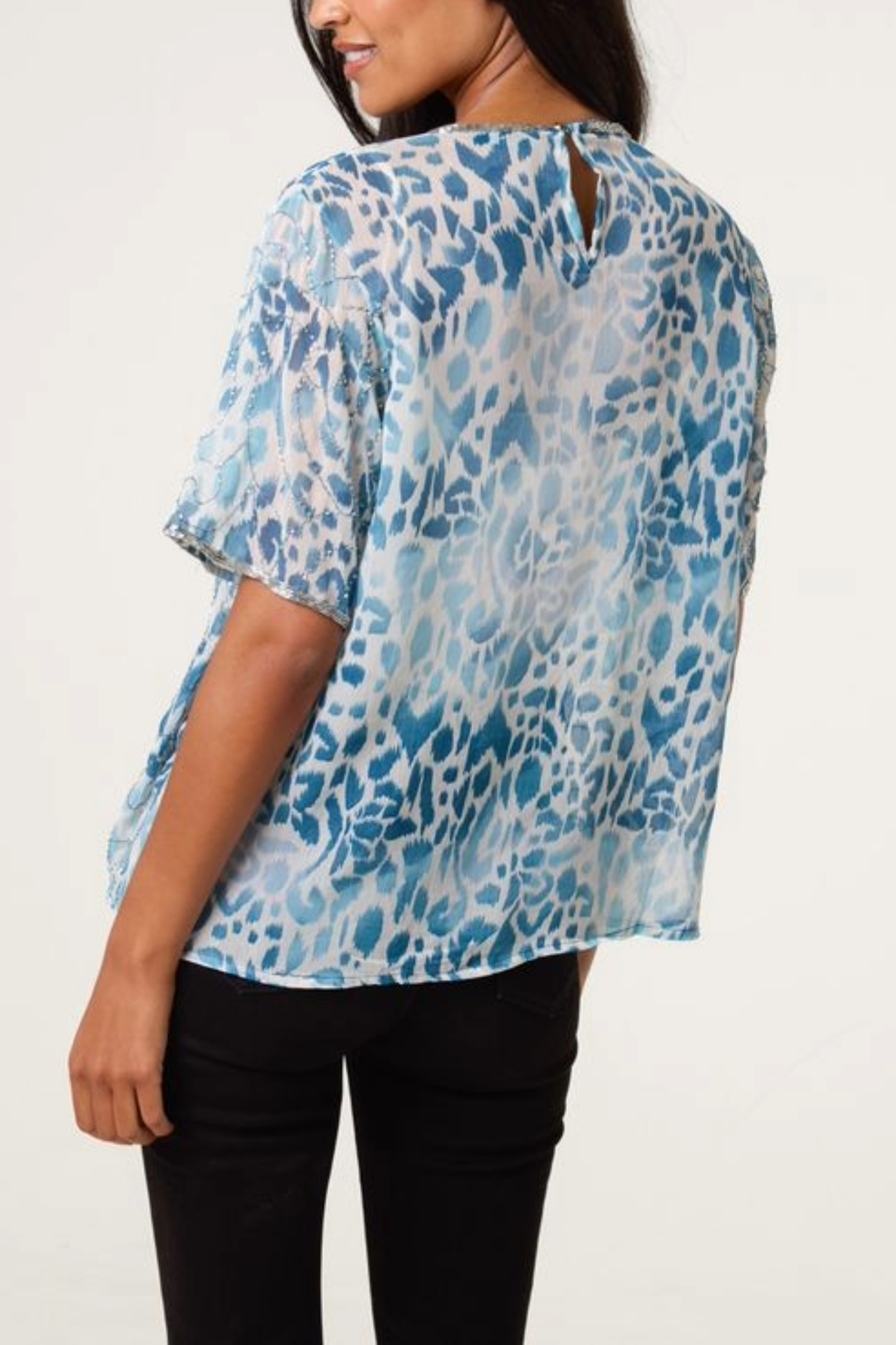 Embellished Animal Chiffon Top