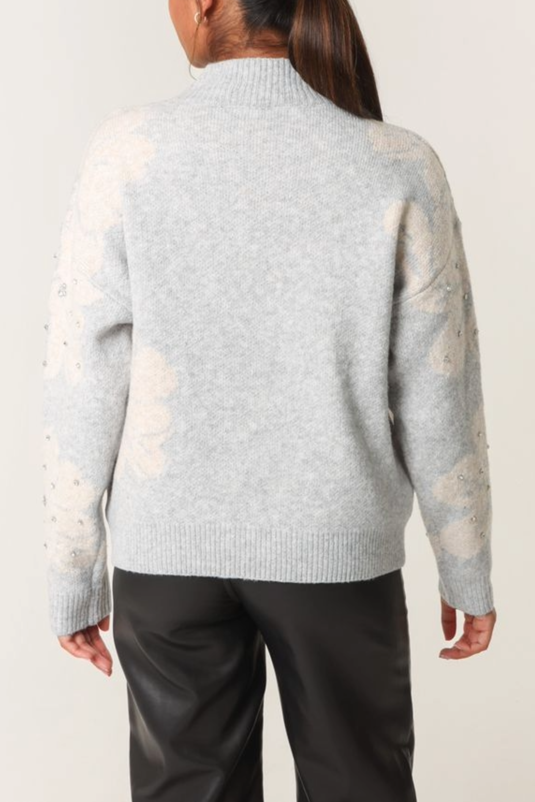 Embellished Floral High Neck Jumper