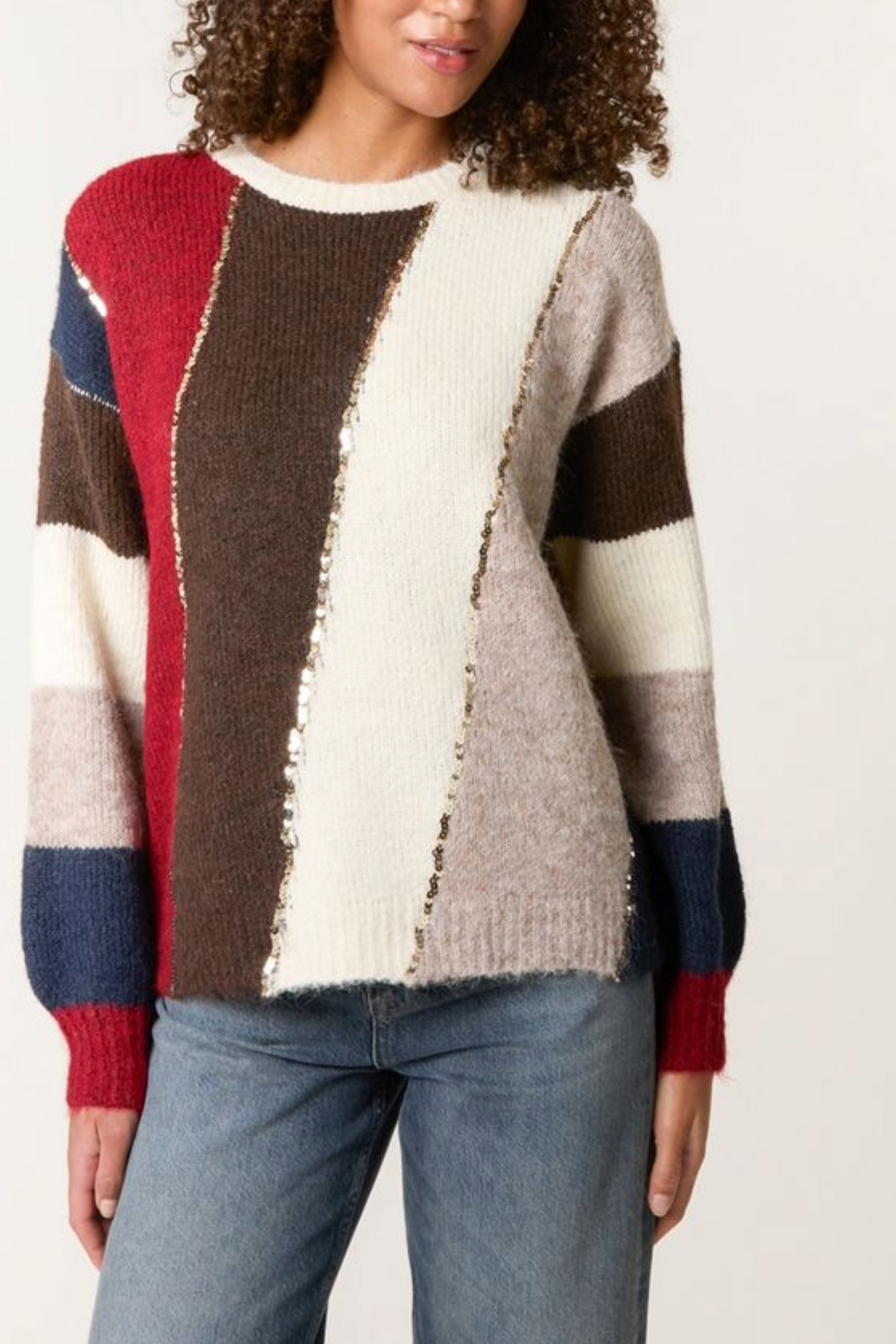 Striped Sequin Details Jumper