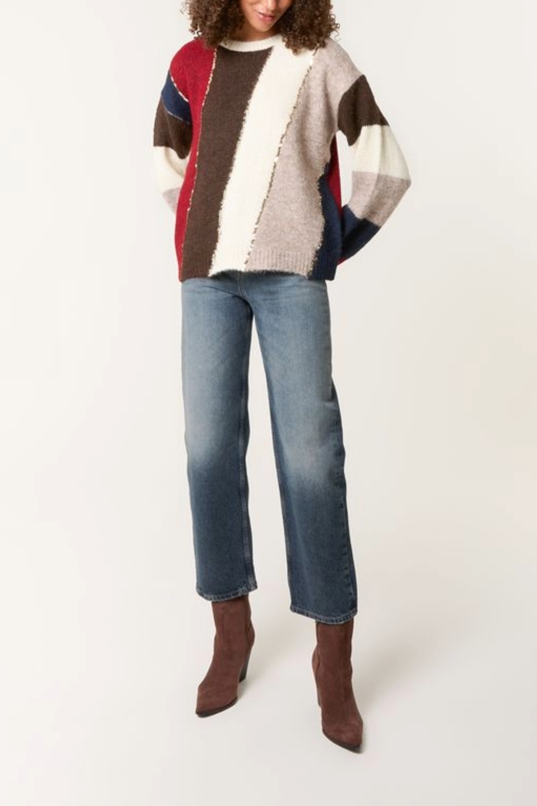 Striped Sequin Details Jumper