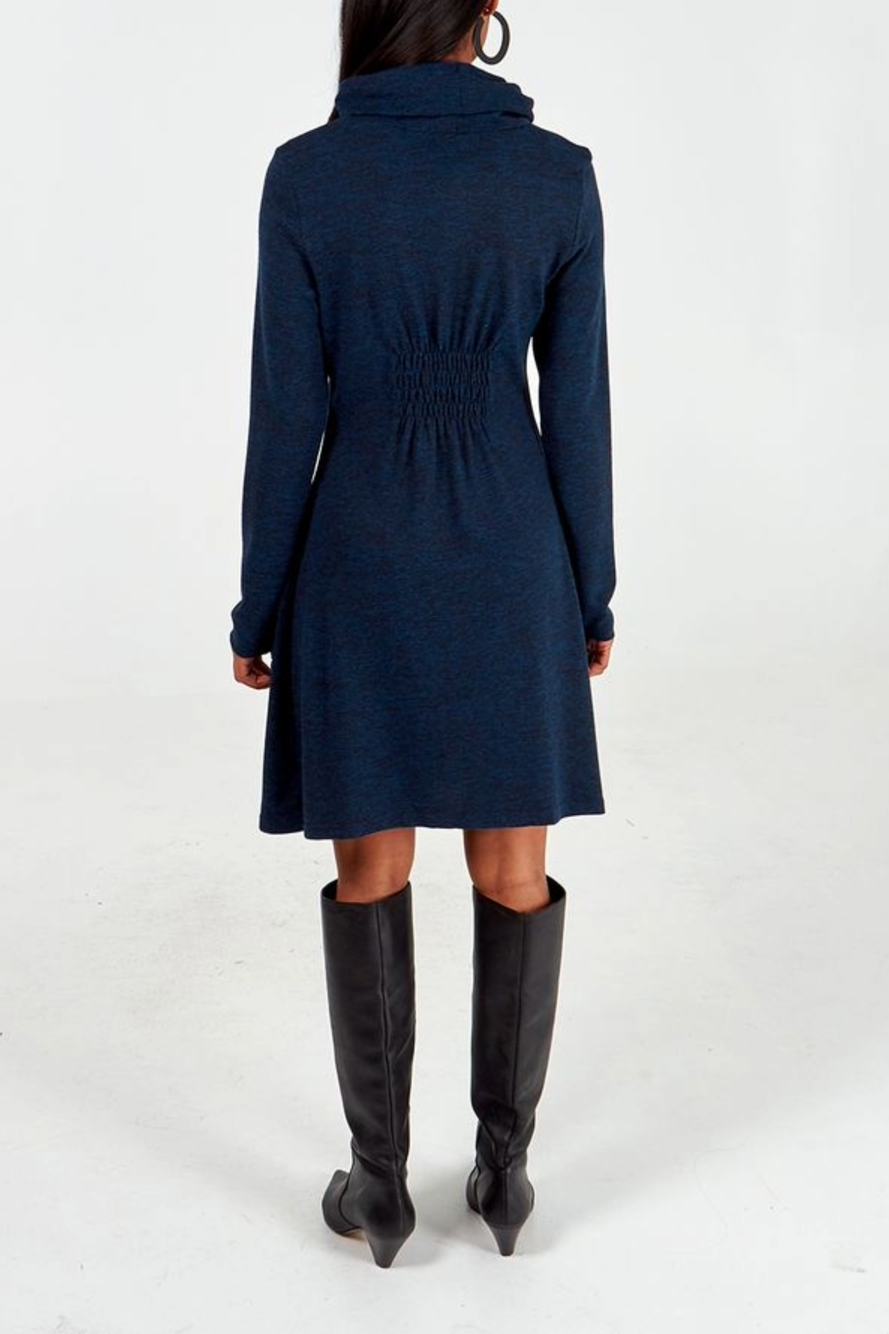 Roll Neck Button Detail Jumper Dress