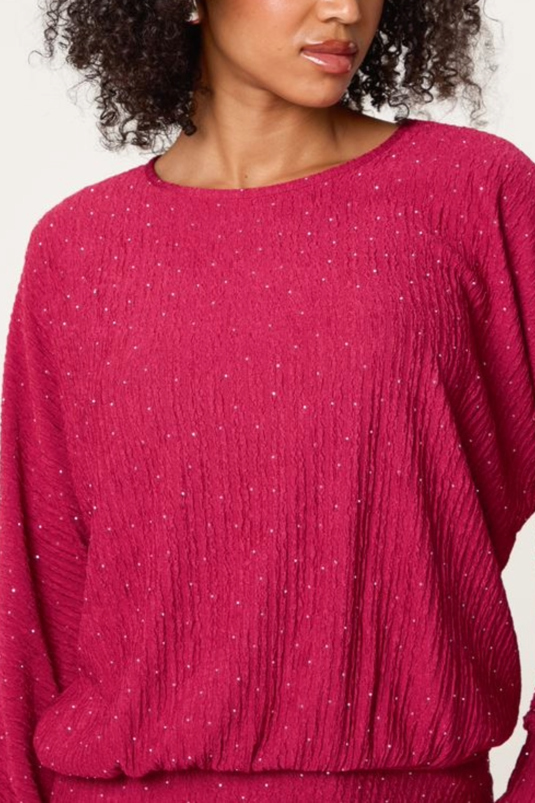 Rhinestone Batwing Top