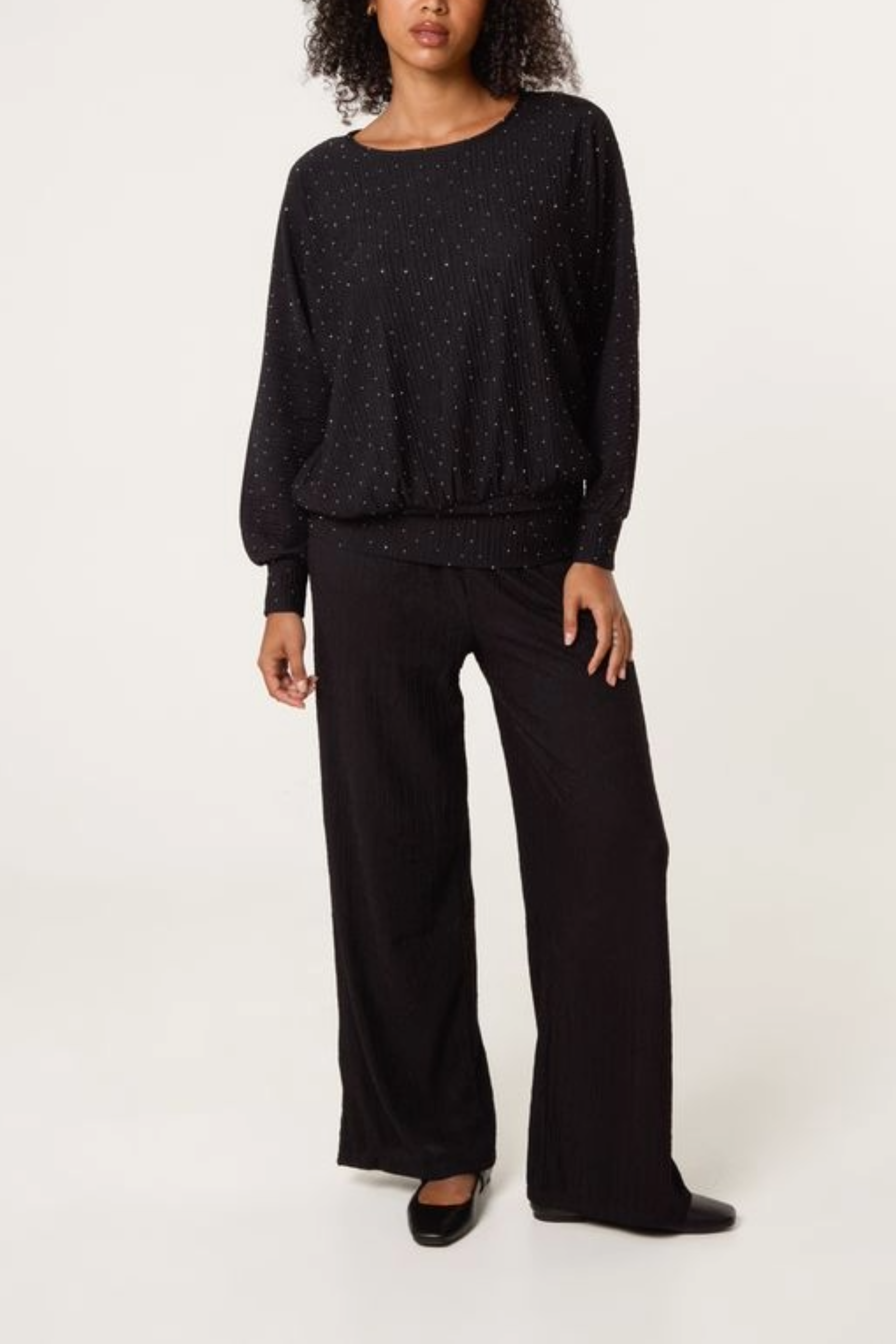 Rhinestone Batwing Top