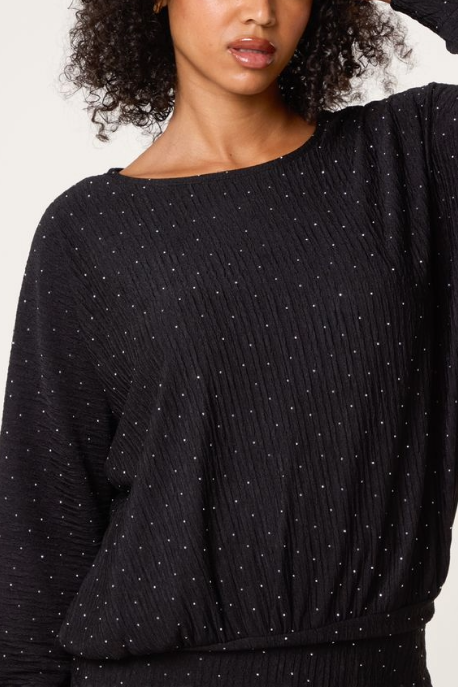 Rhinestone Batwing Top