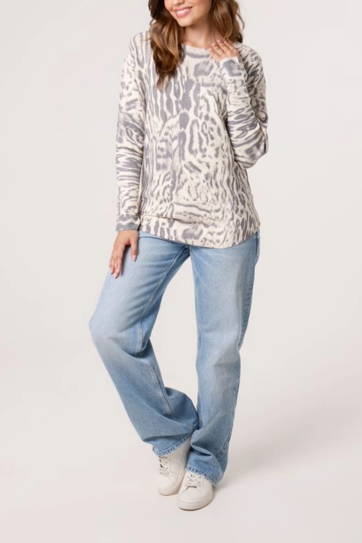 Animal Print Fine Knit Jumper