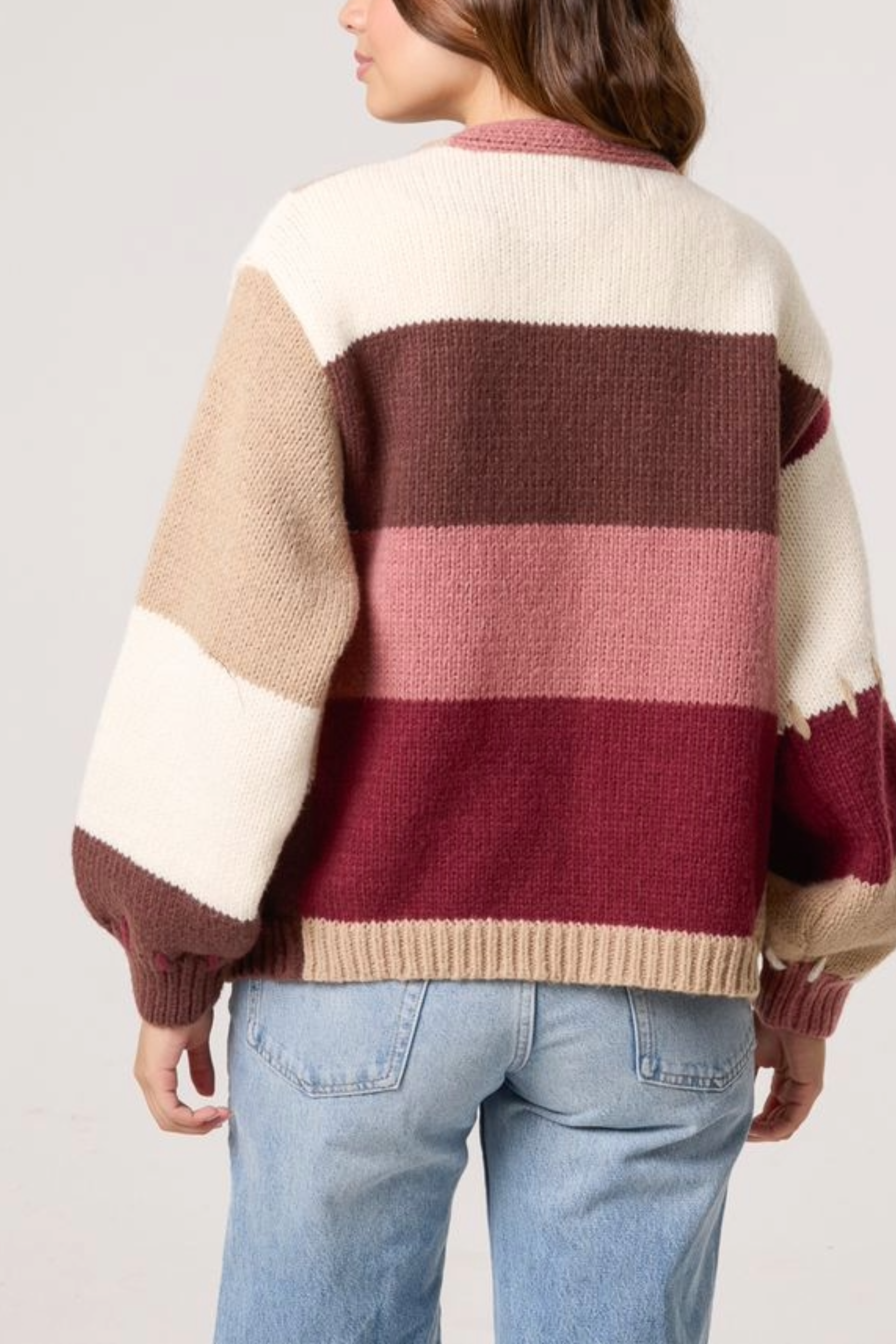 Stitch Colour Block Knit Cardigan
