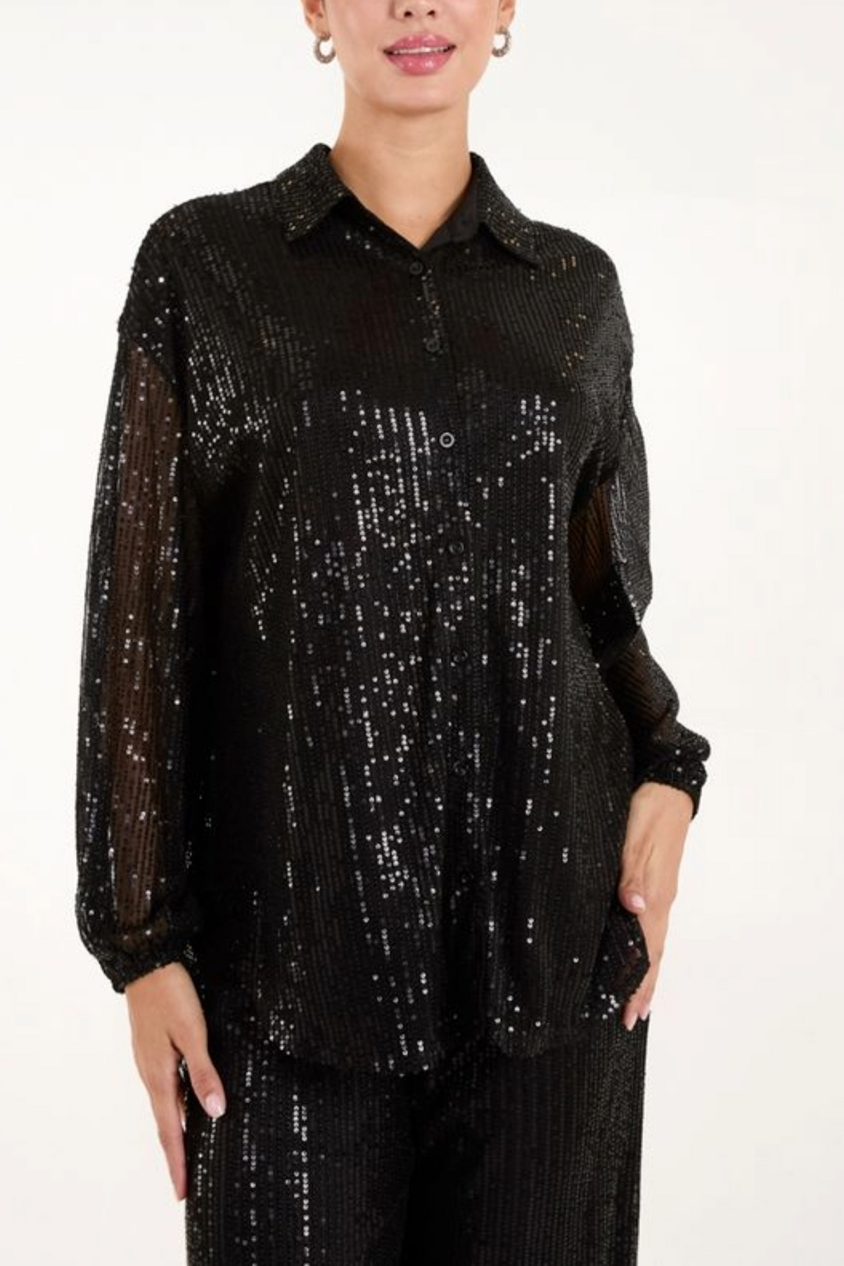 Sequin Button Up Shirt