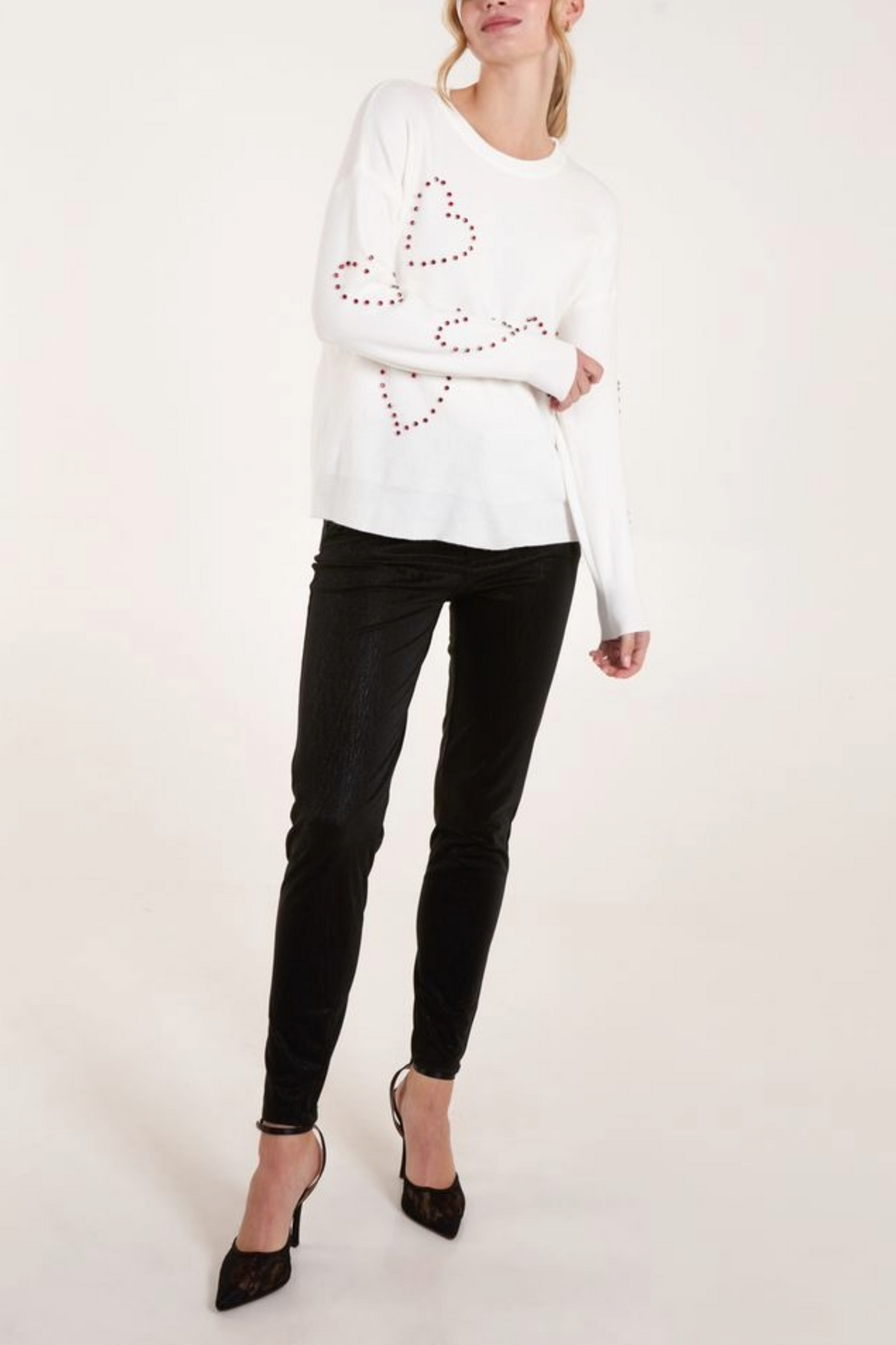 Rhinestone Heart Knit Jumper