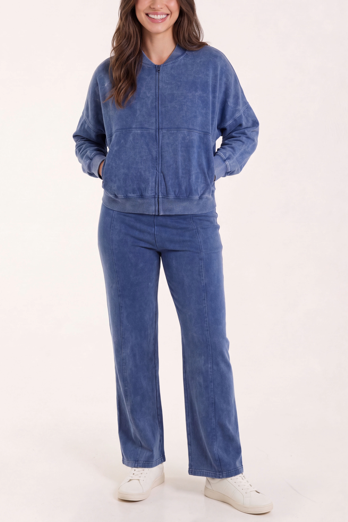 Acid Wash Bomber Sweatshirt & Jogger Set