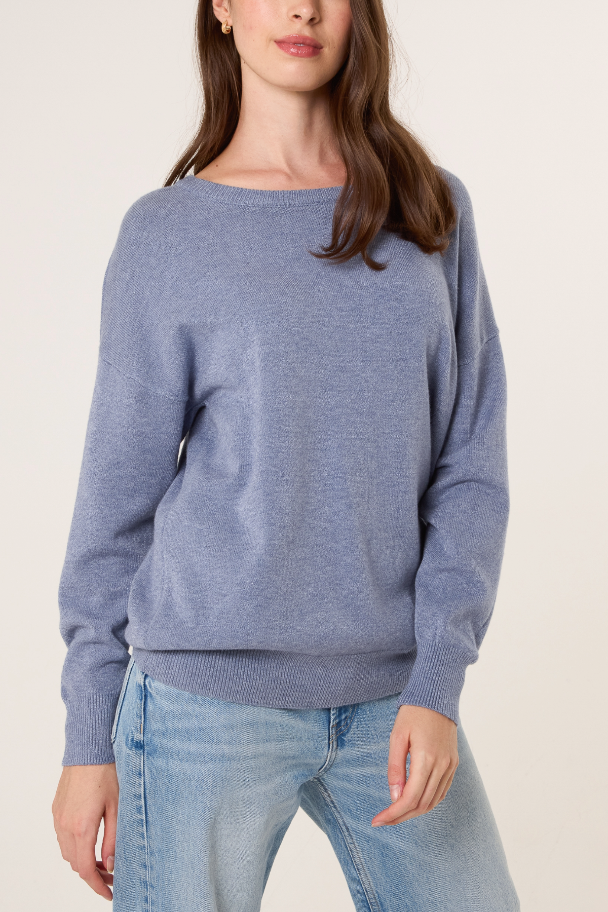Ribbed Round Neck Knit Jumper