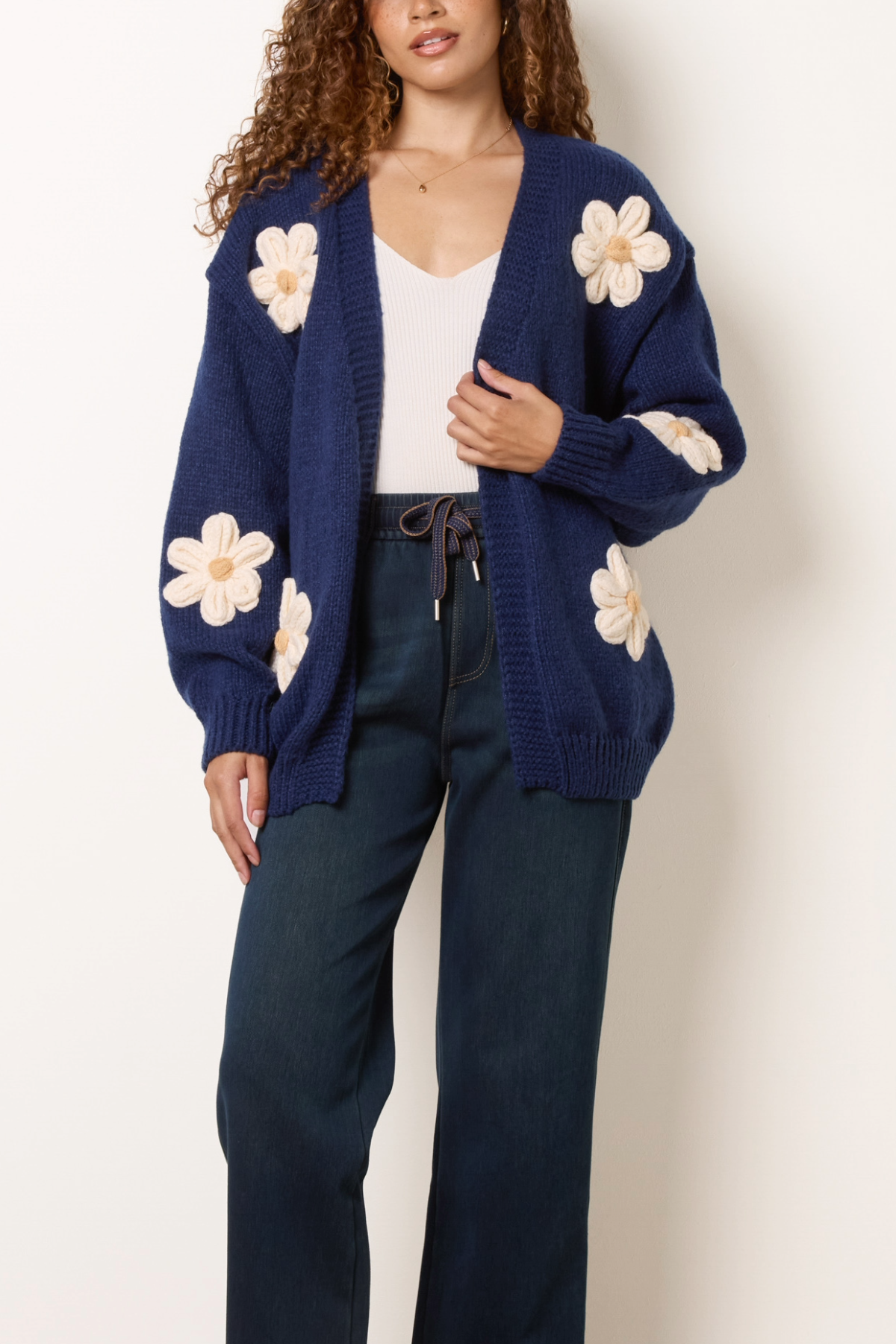 Daisy Knit Flower Cardigan