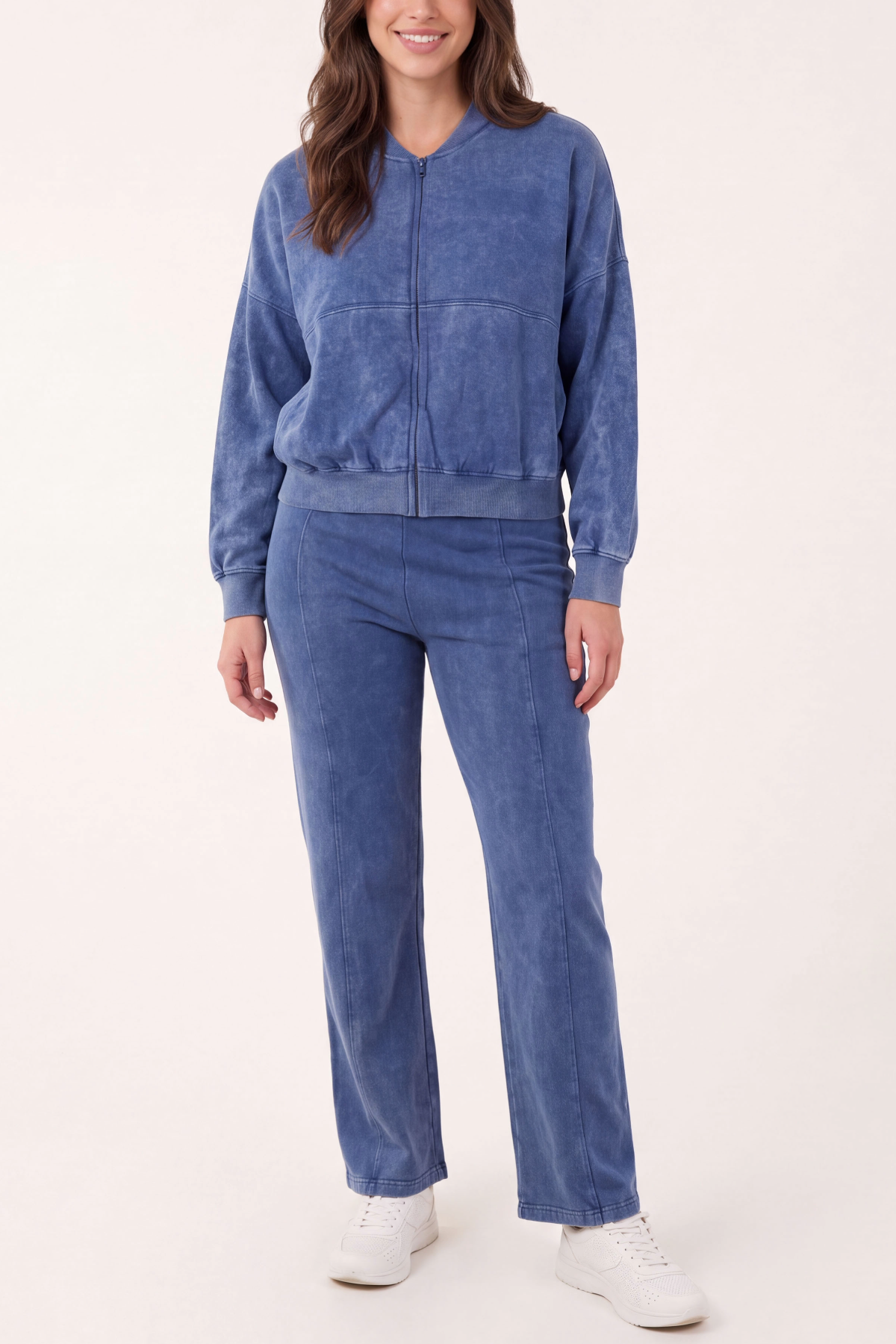 Acid Wash Bomber Sweatshirt & Jogger Set