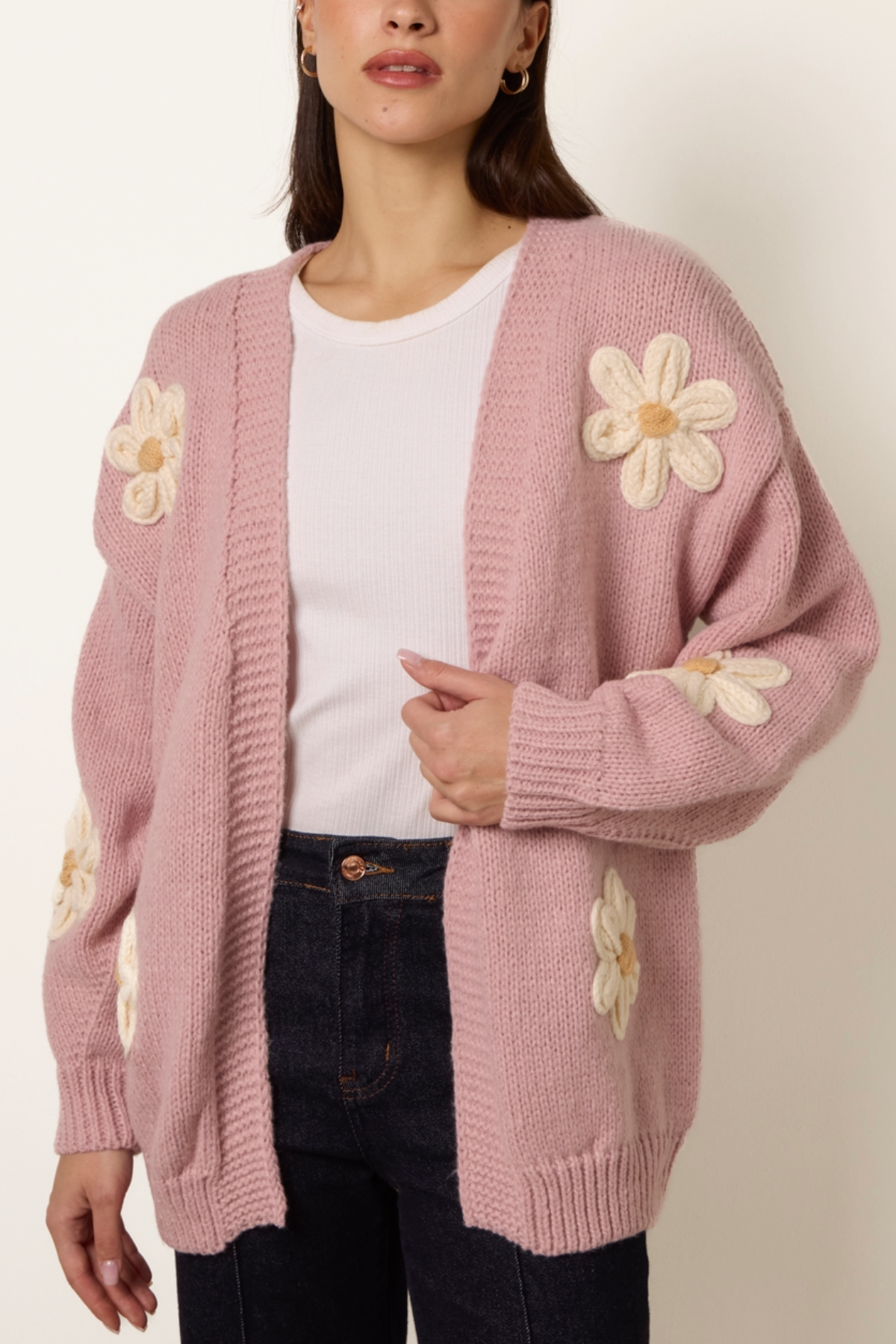 Daisy Knit Flower Cardigan