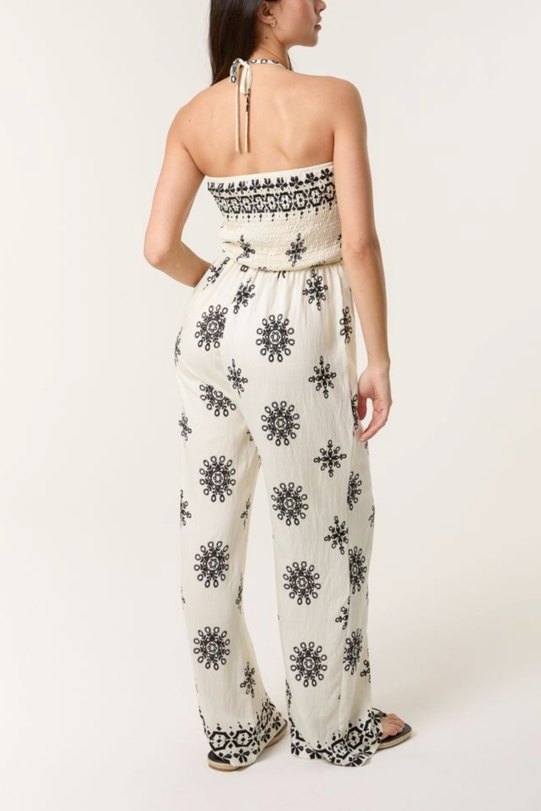 Floral Print Halterneck Mandala Jumpsuit