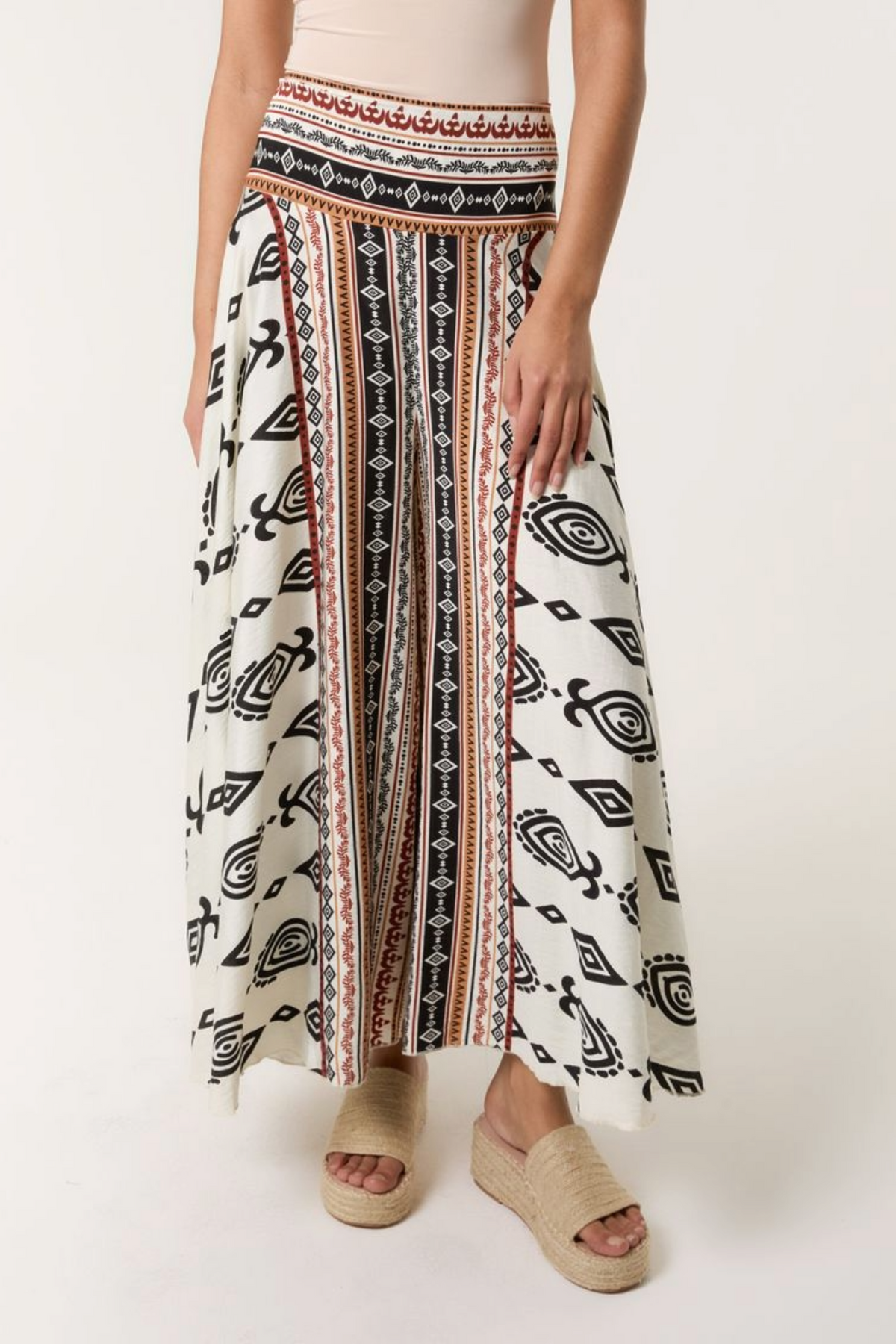 Aztec Print Wide Palazzo Trousers