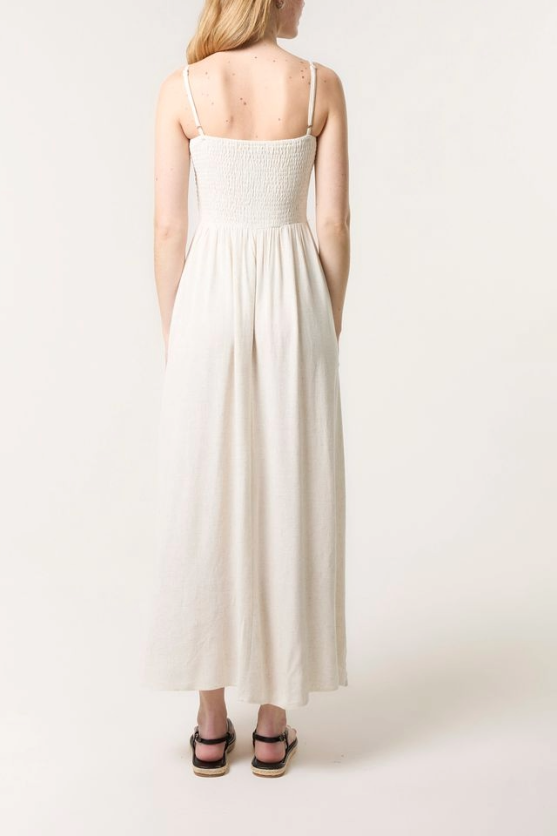 Embroidered Shirred Cami Maxi Dress