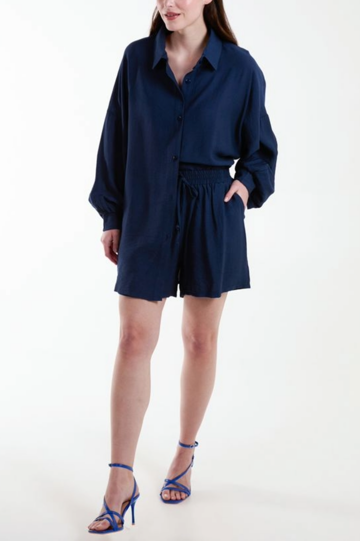 Linen-Like Shirt & Shorts Co-Ord Set