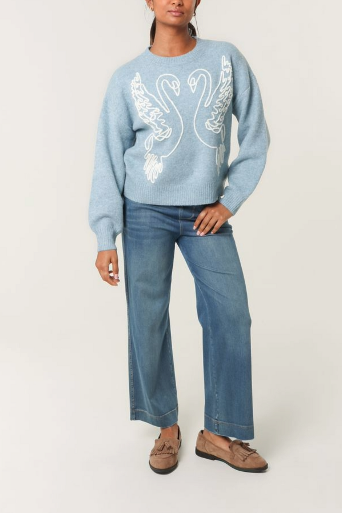Swan Embroidered Knit Jumper