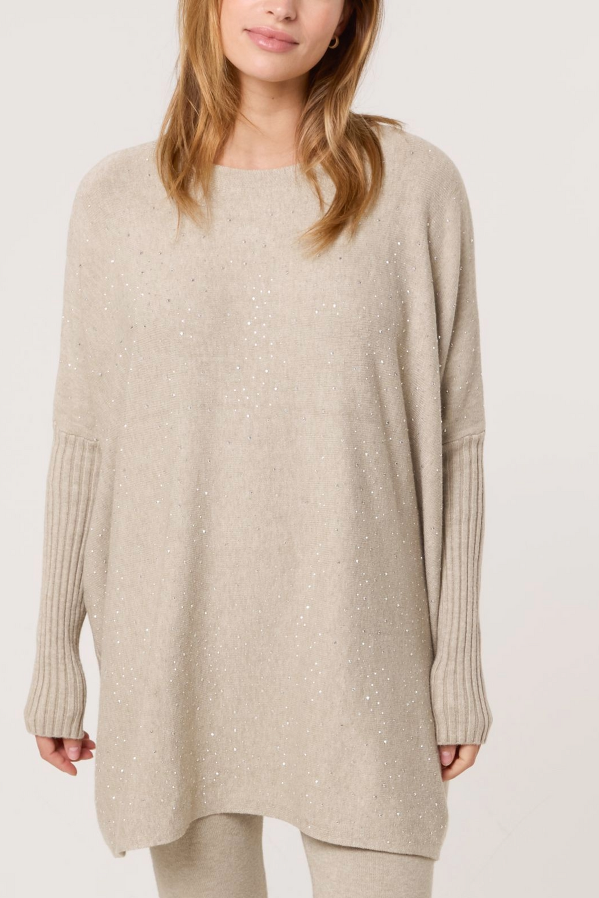 Scattered Embellished Batwing Knit Jumper