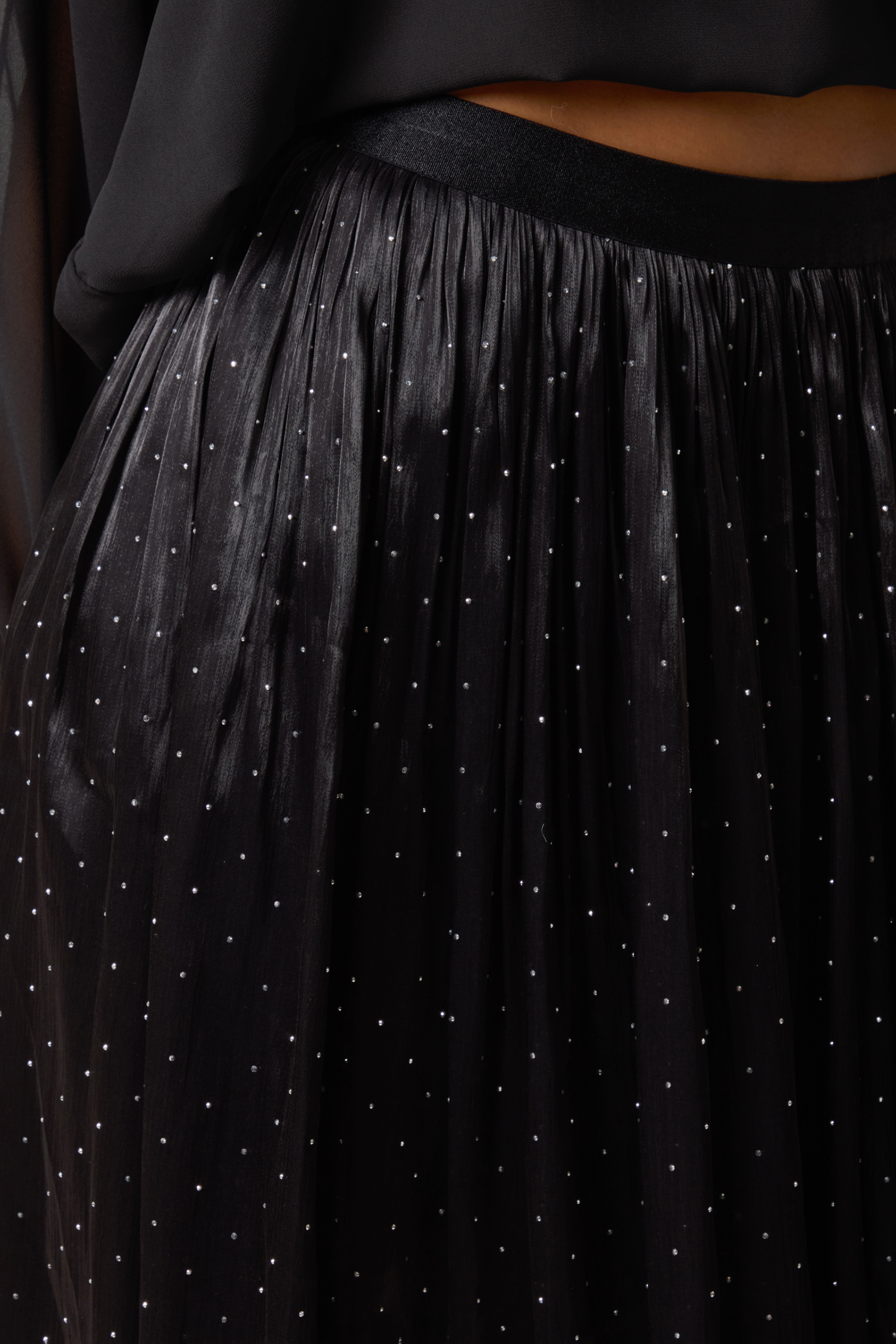 Diamante Embellished Shimmer Midi Skirt