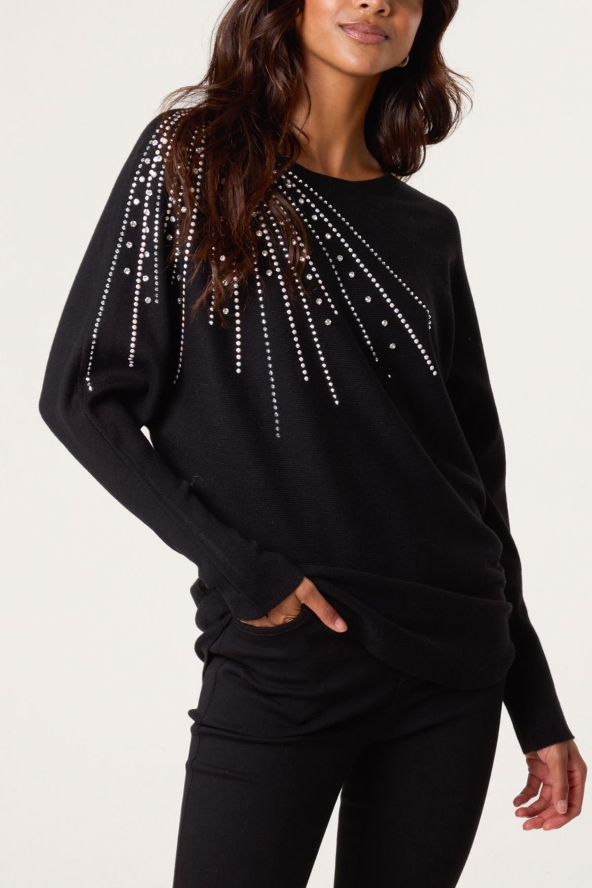 Diamante Embellished Shoulder Jumper