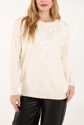Diamante Floral Knit Jumper